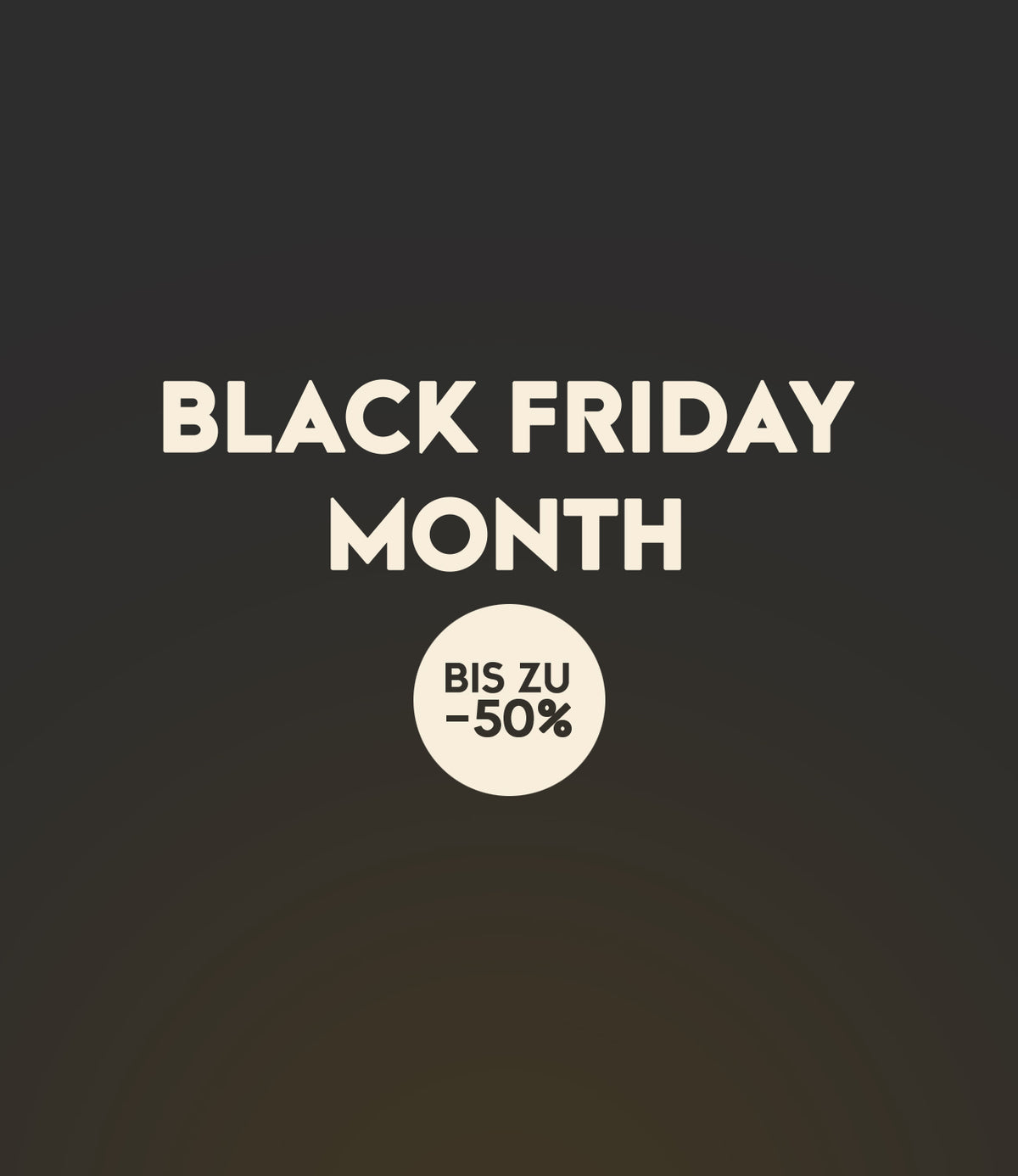 Schriftzug BLACK FRIDAY MONTH - Bis zu 50% auf dunklem Hintergrund.