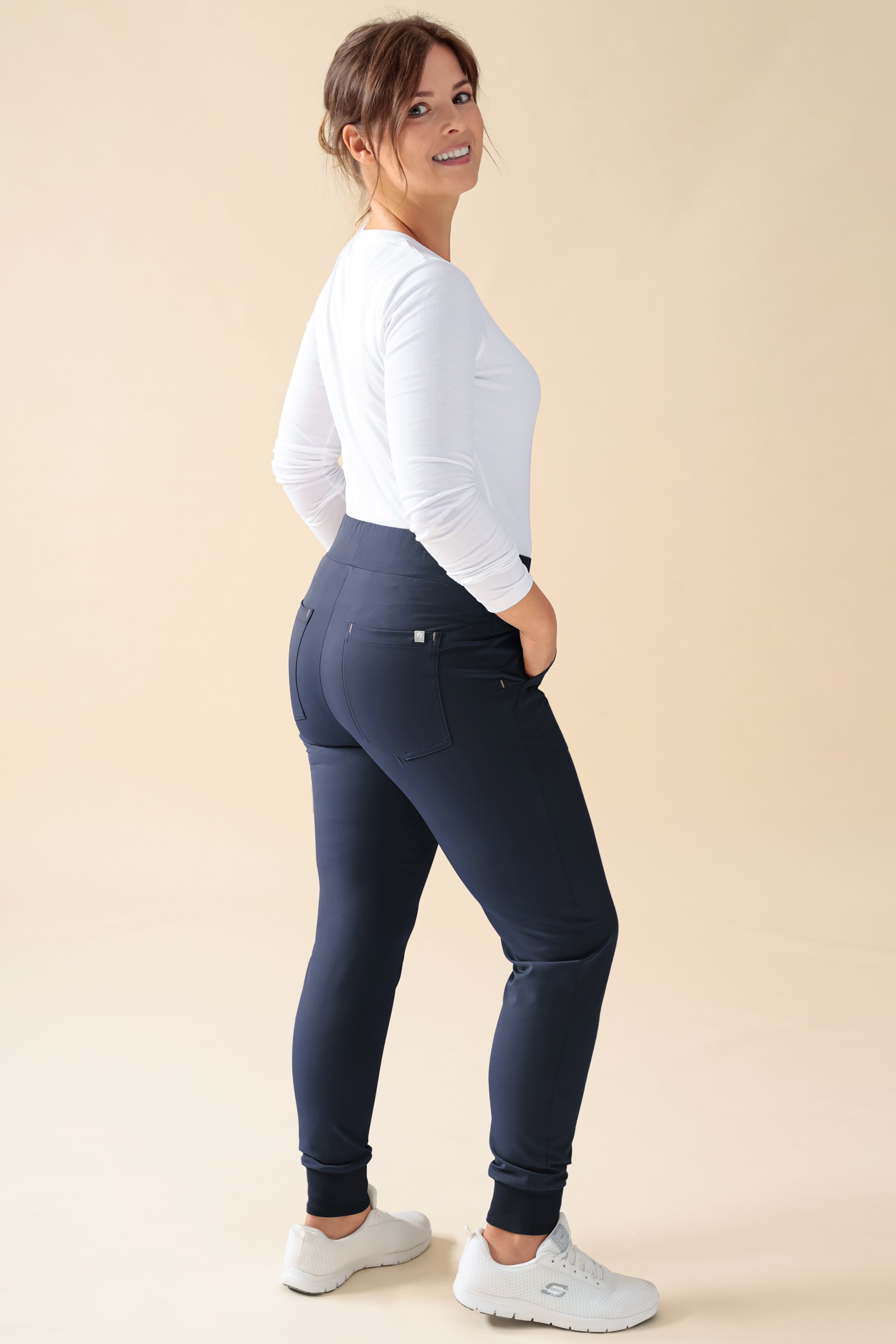KAERE Hose Damen - Saumbündchen Kurzgr. ohne Beintaschen navy