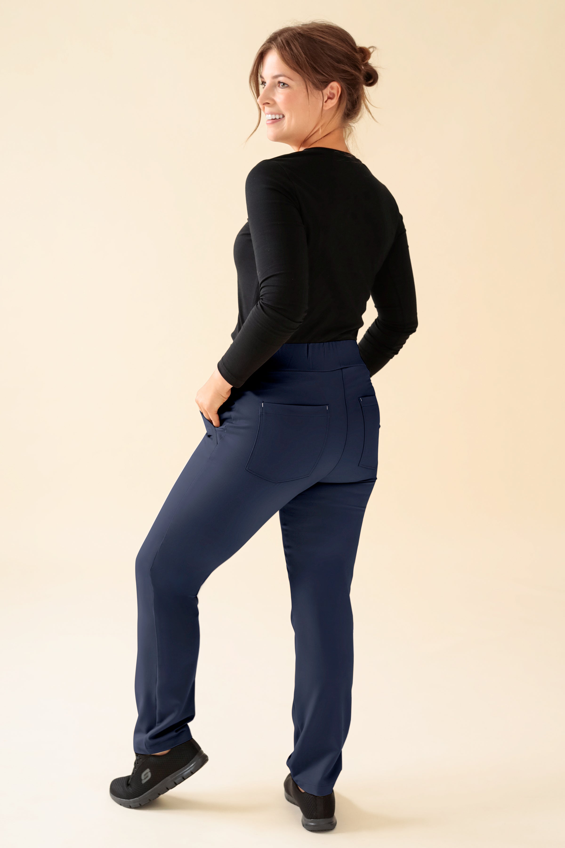 KAERE Hose Damen - gerader Saum Kurzgr. ohne Beintaschen navy
