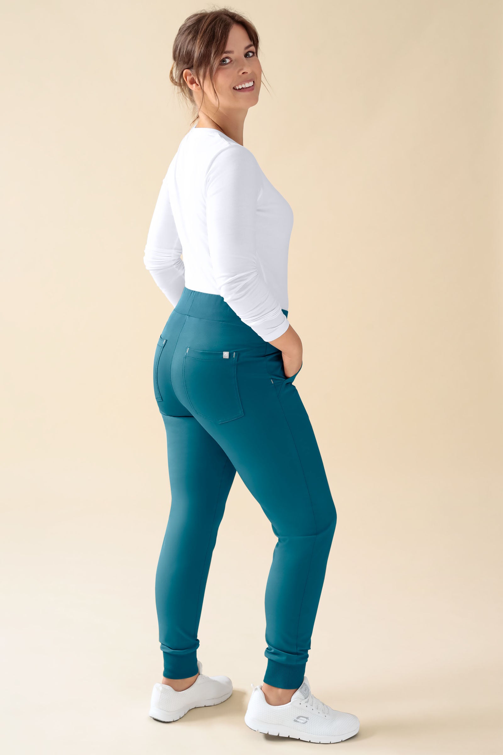 KAERE Hose Damen - Saumbündchen Kurzgr. ohne Beintaschen petrol