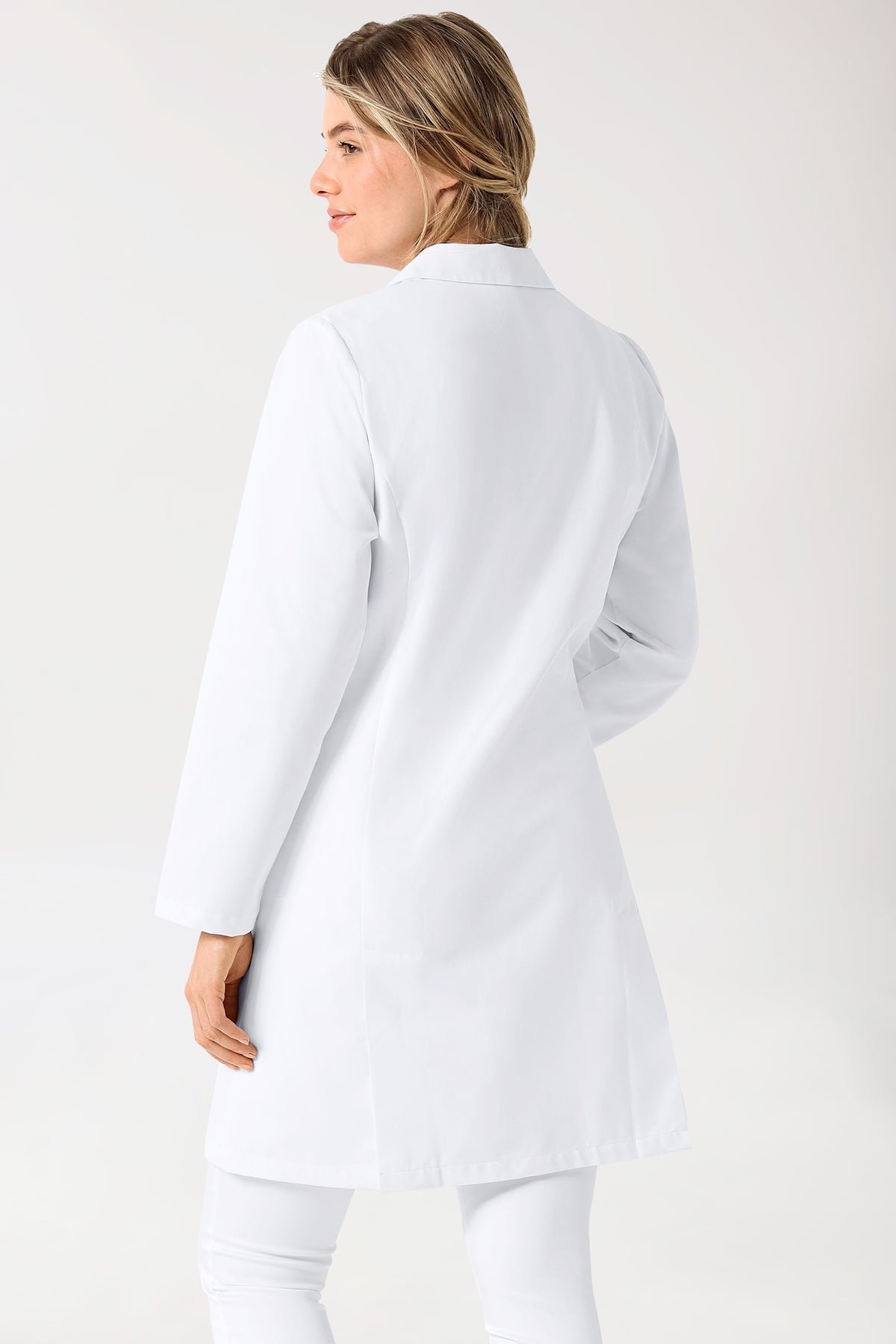 Mantel Damen - Reverskragen weiss, Rückansicht