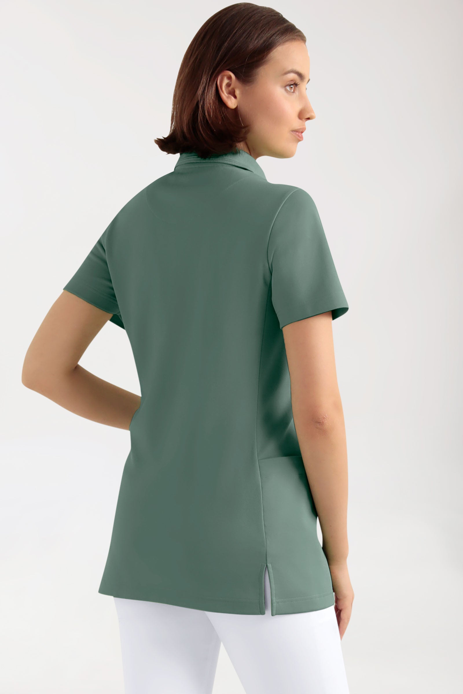 COMFY FLEX Stretch Schlupfkasack Damen - Polokragen dunkelgrün