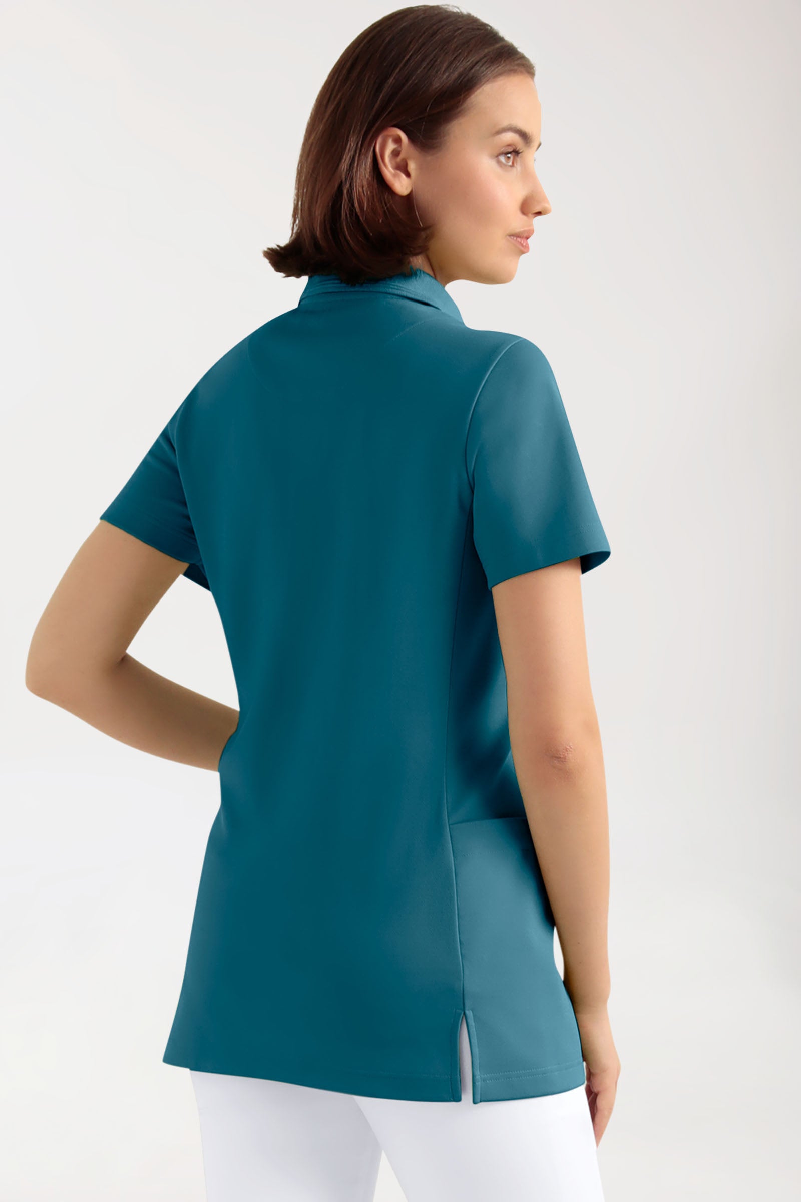 COMFY FLEX Stretch Schlupfkasack Damen - Polokragen petrol