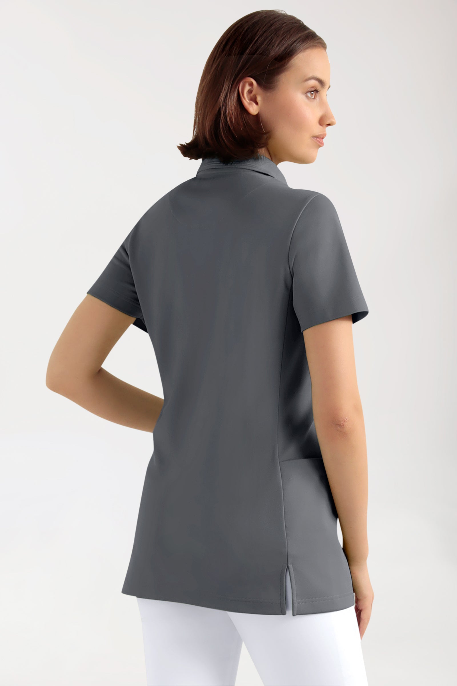 COMFY FLEX Stretch Schlupfkasack Damen - Polokragen steingrau