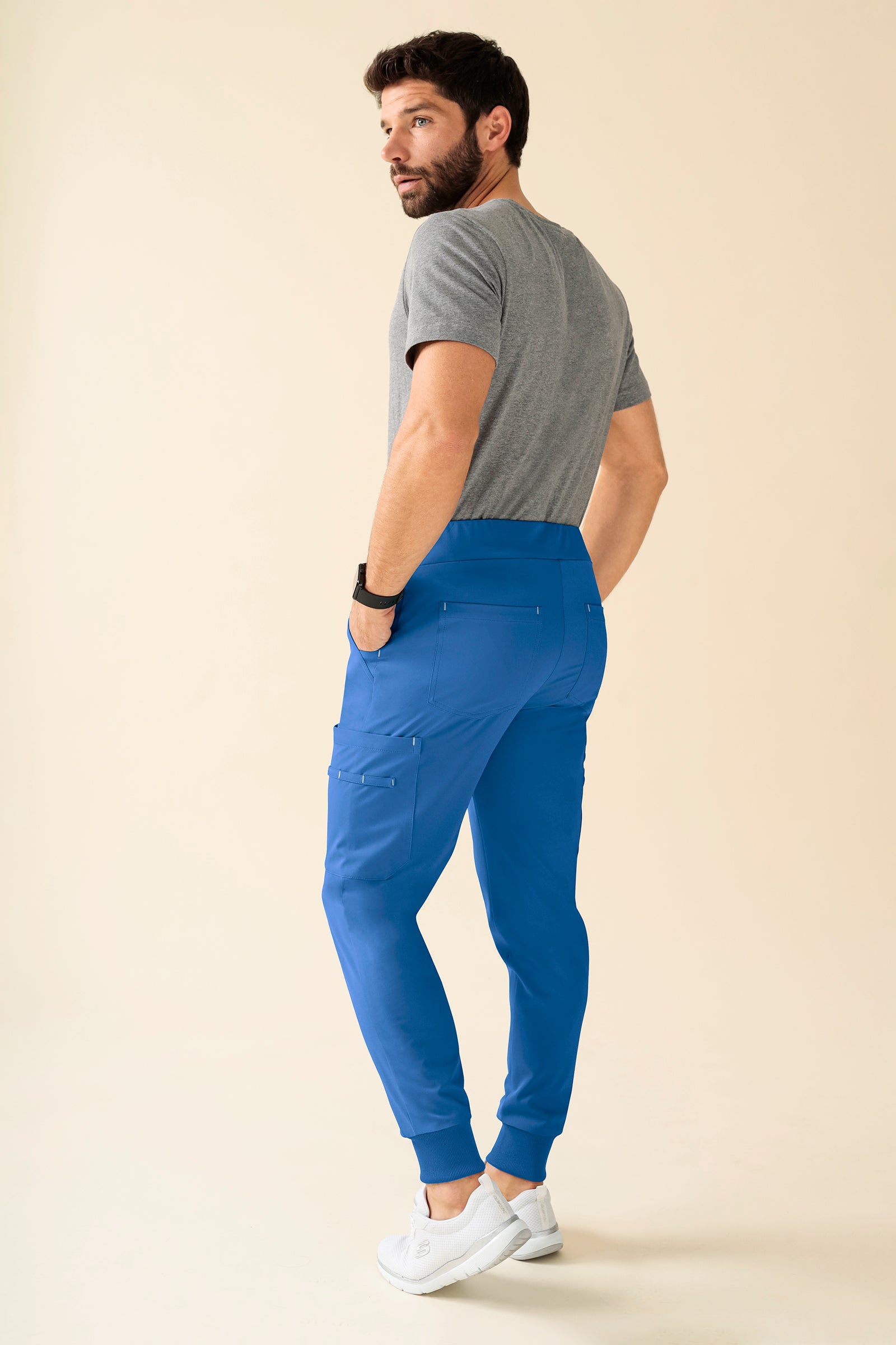 KAERE Hose Herren - Saumbündchen Kurzgr. mit Beintaschen blau, Vue de dos