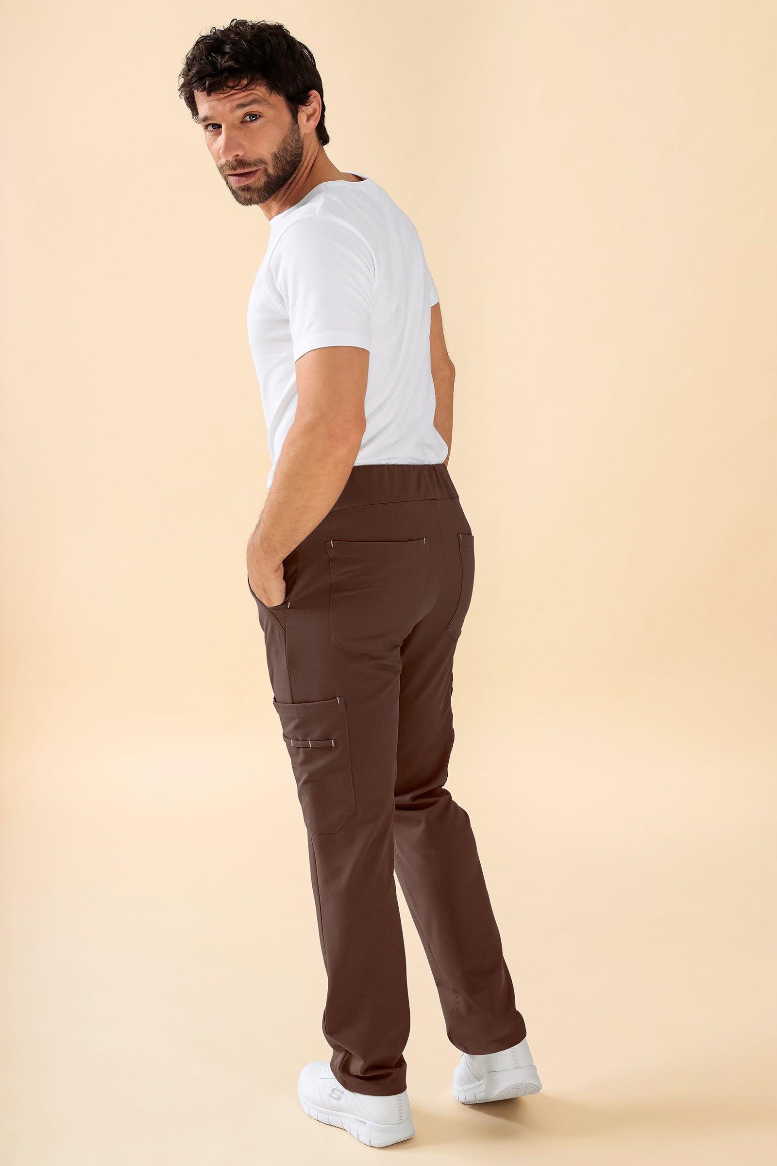KAERE Hose Herren - gerader Saum Kurzgr. mit Beintaschen coffee