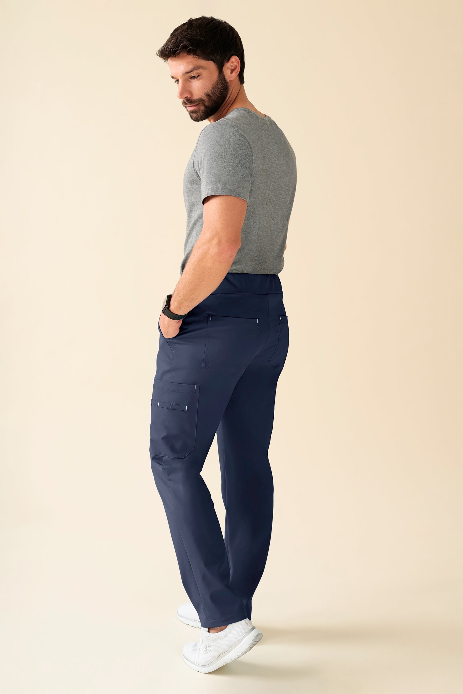 KAERE Hose Herren - gerader Saum Kurzgr. mit Beintaschen navy, Vue de dos