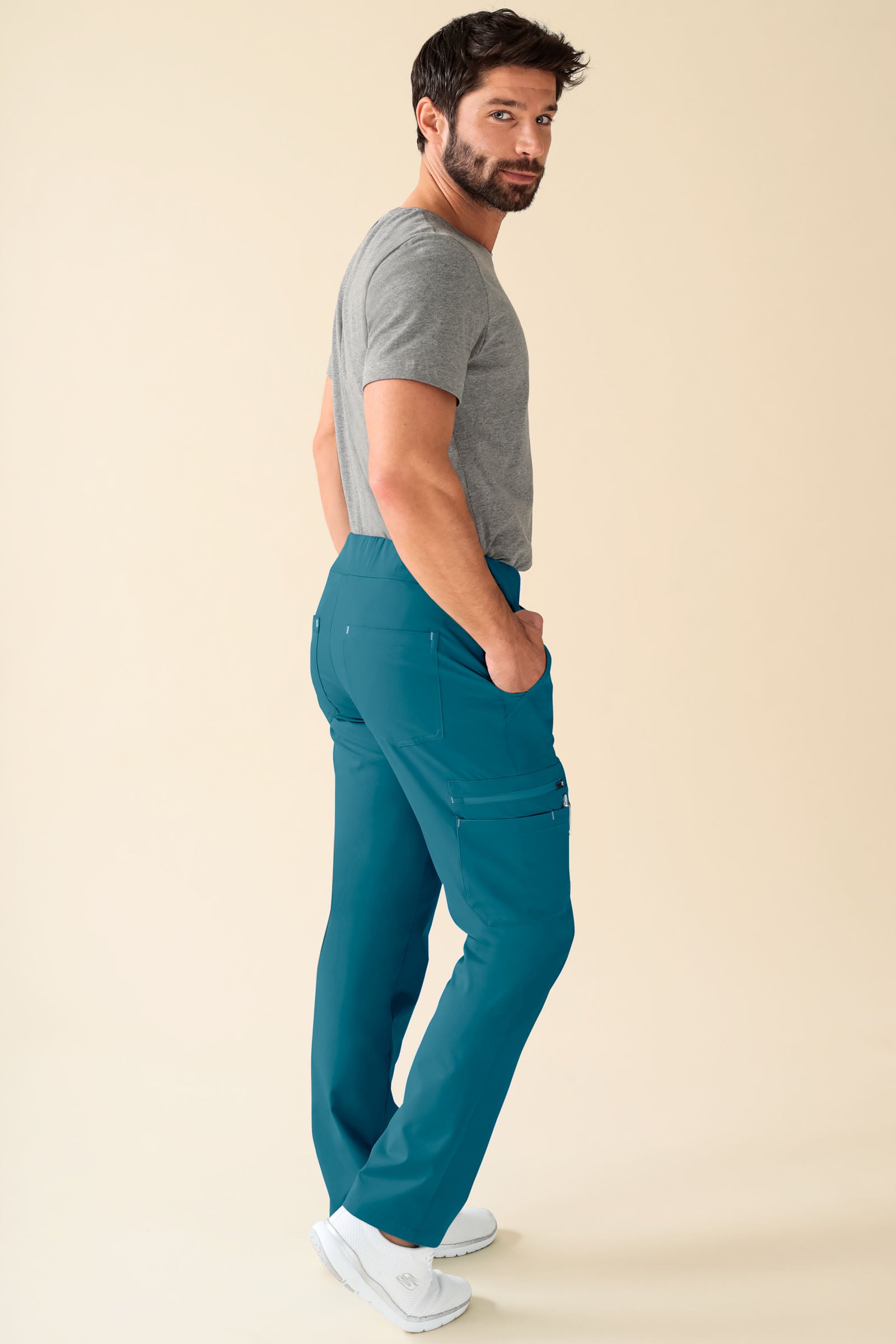 KAERE Hose Herren - gerader Saum Kurzgr. mit Beintaschen petrol