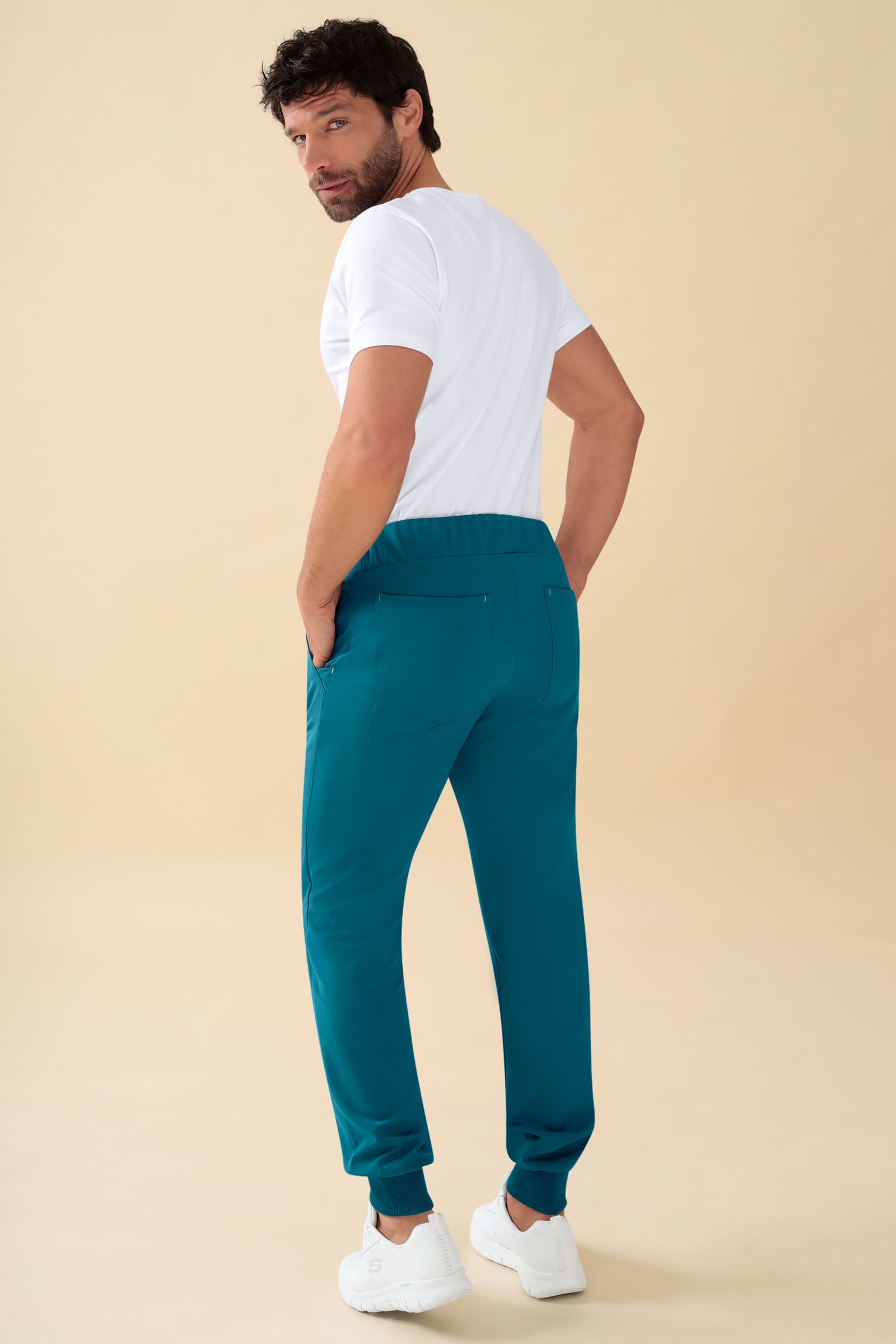 KAERE Hose Herren - Saumbündchen Kurzgr. ohne Beintaschen petrol, Vue de dos