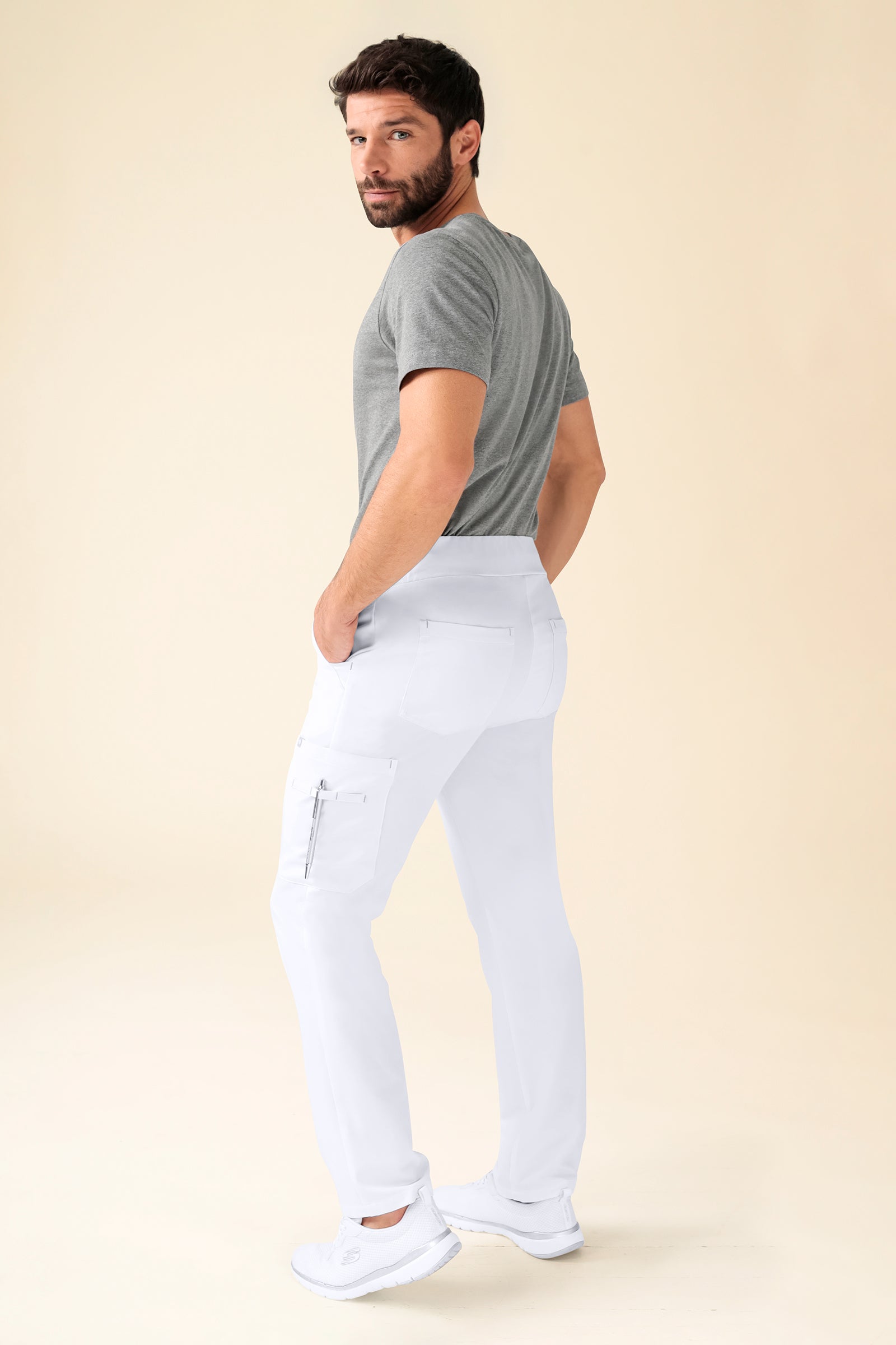 KAERE Hose Herren - gerader Saum Kurzgr. mit Beintaschen weiss