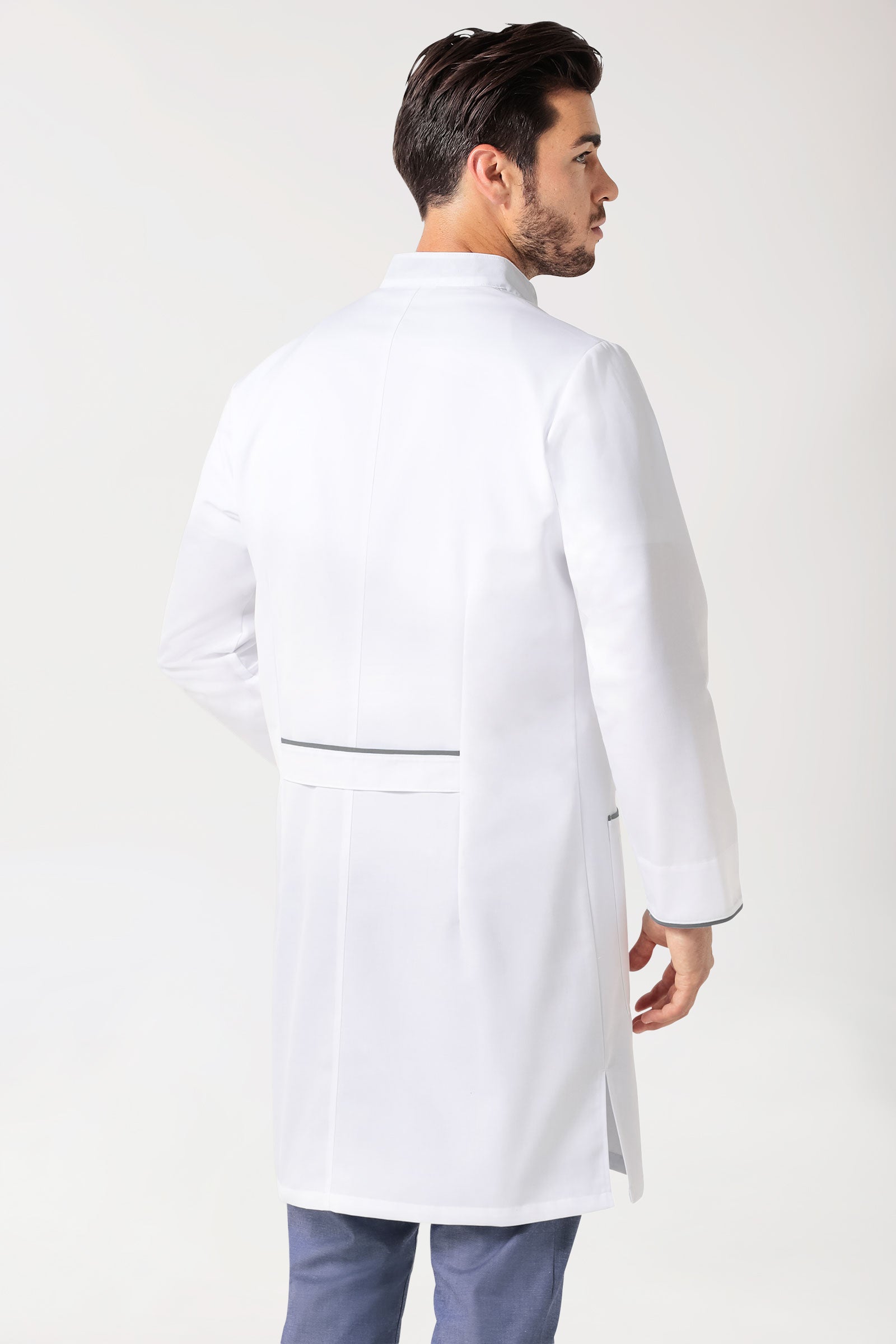 Kurzmantel Herren - Stehkragen weiss/grau