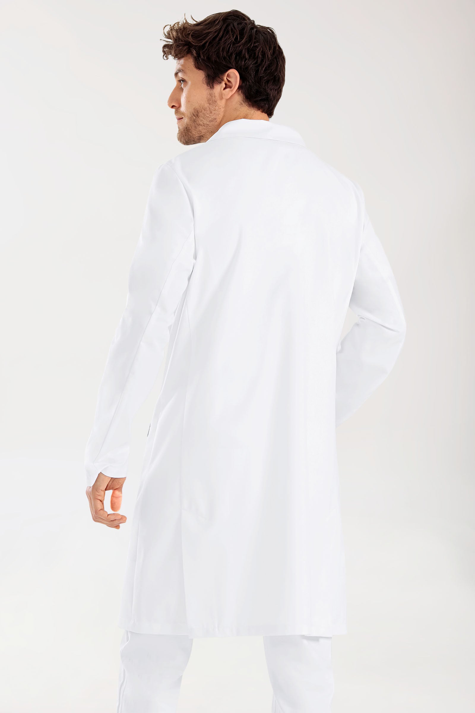 Mantel Herren - Reverskragen - Druckknopfleiste weiss