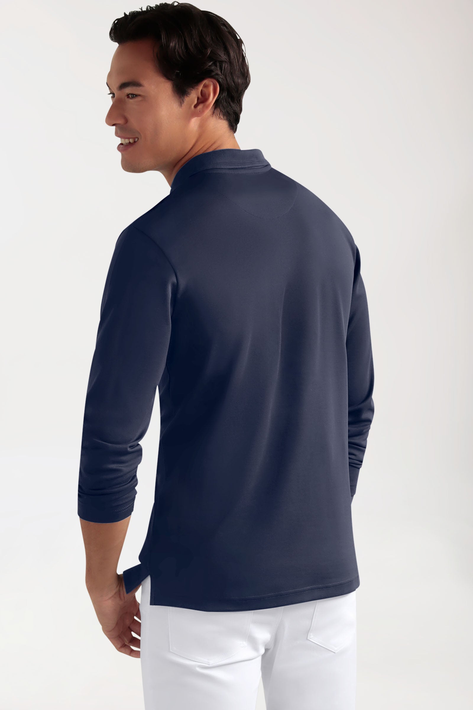 COMFY FLEX Stretch Longsleeve Herren - Polokragen navy
