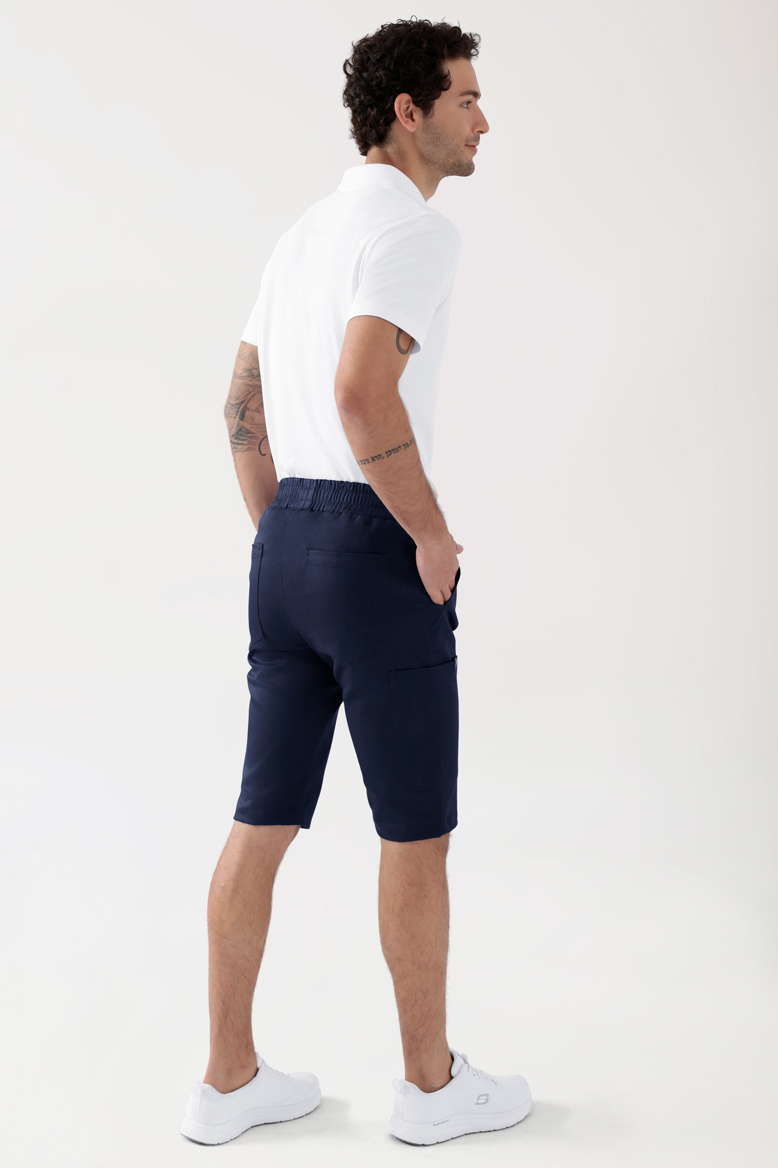 COMFY FLEX Stretch Hose Unisex - Bermuda navy, Vue de dos Le mannequin mesure 188 cm et porte la taille M