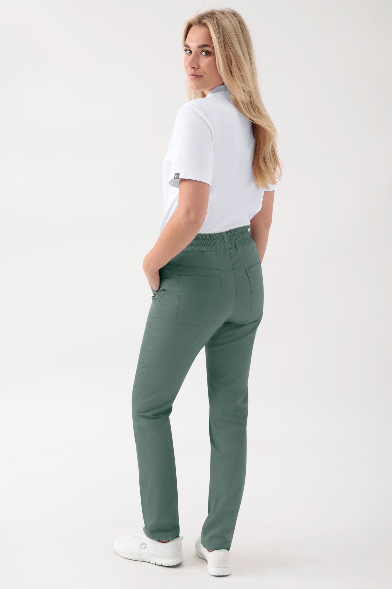 GREEN Stretch Hose Unisex - Rundumgummibund dunkelgrün, Vue de dos