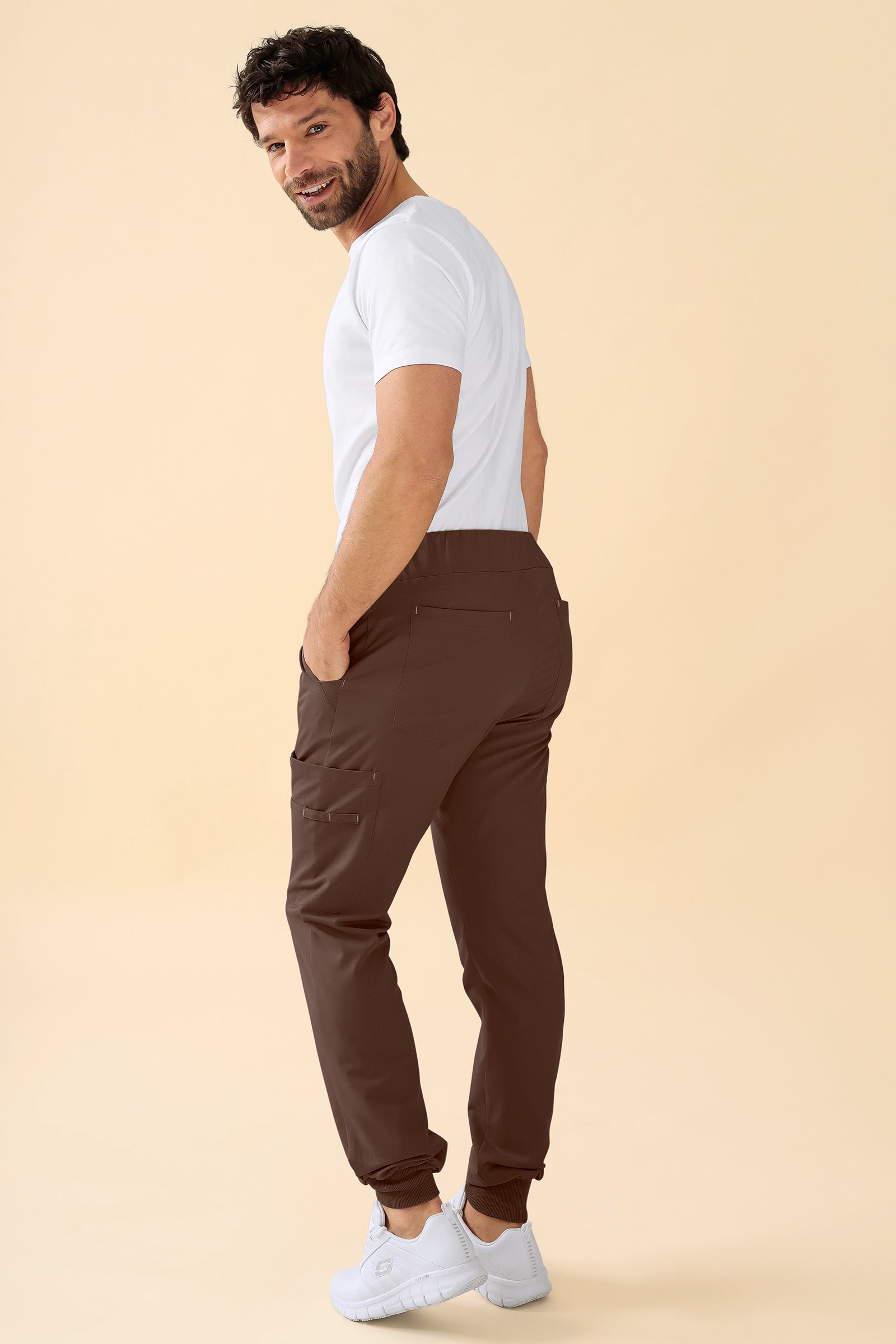 KAERE Hose Herren - Saumbündchen Kurzgr. mit Beintaschen coffee