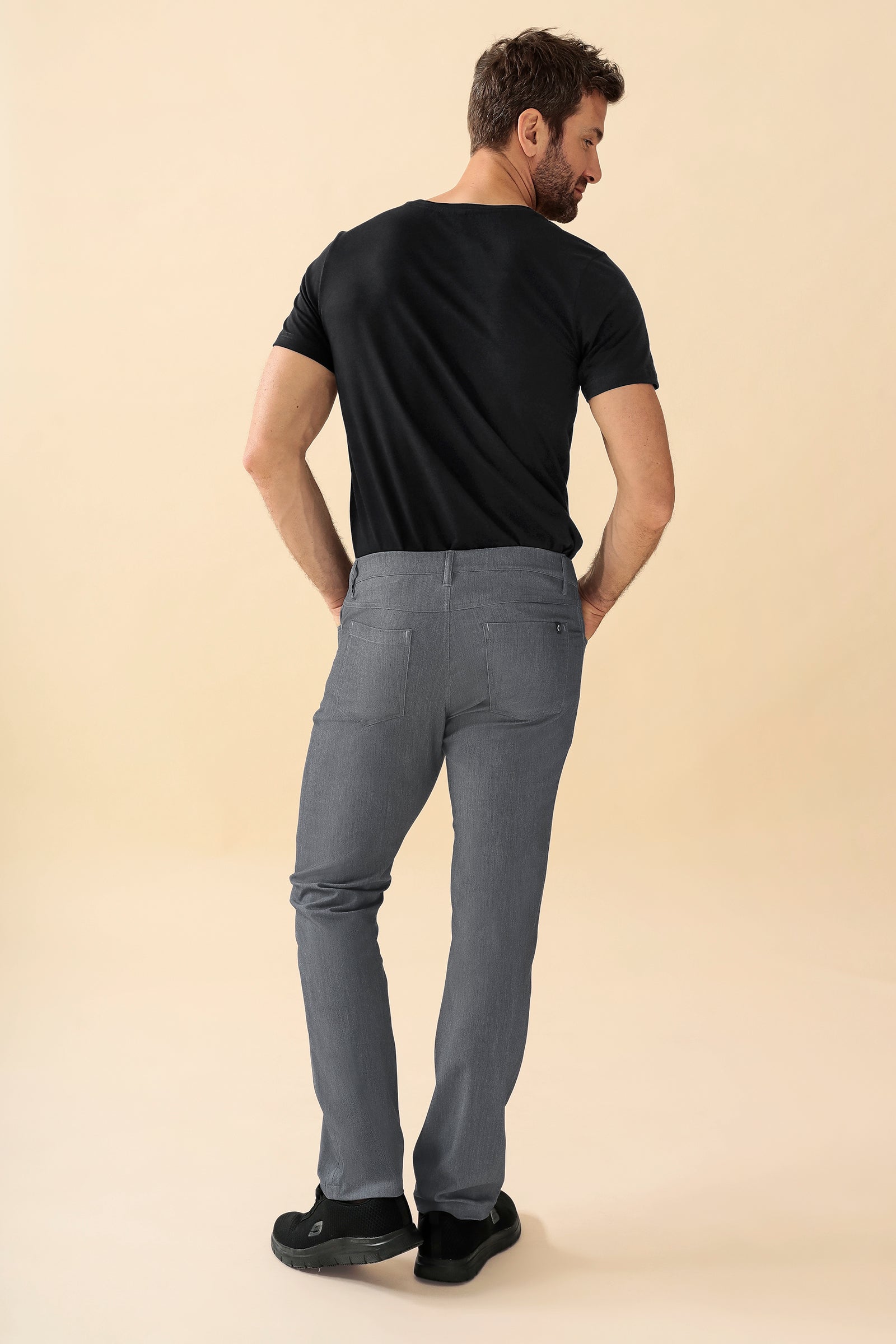 KAERE Hose Herren - 5-Pocket grau melange, Vue de dos