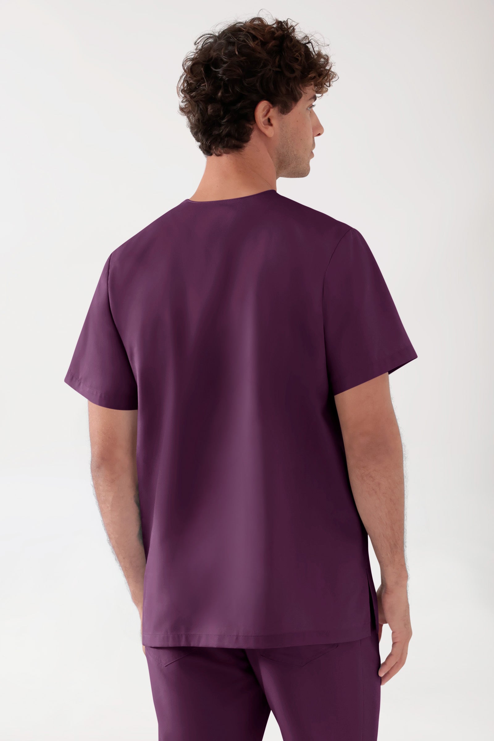 TENCEL™ Schlupfkasack Herren - V-Ausschnitt black berry, Rückansicht