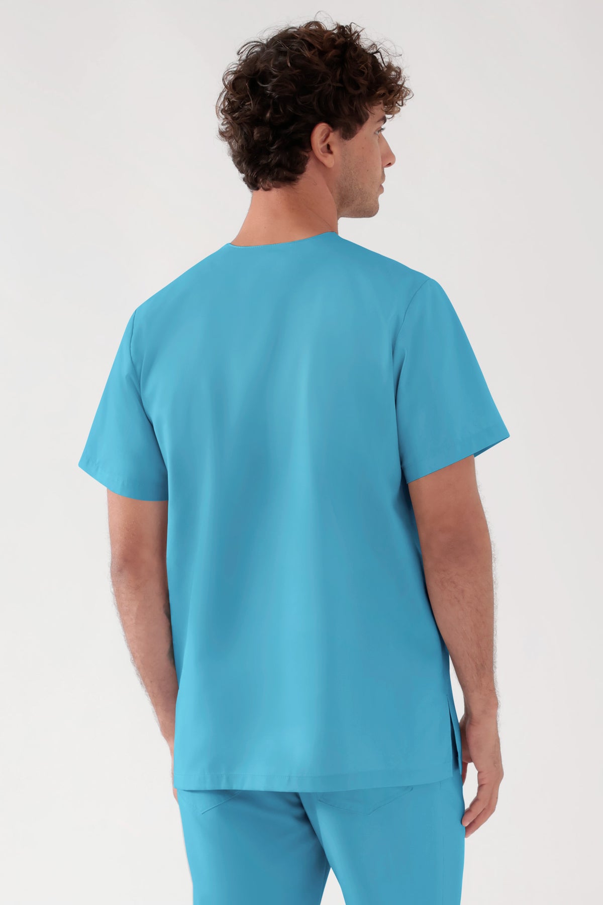 TENCEL™ Schlupfkasack Herren - V-Ausschnitt dark türkis, Vue de dos