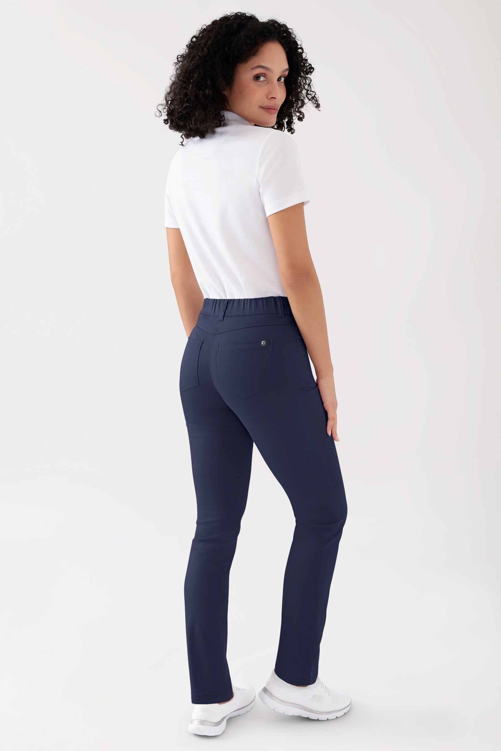 COMFY FLEX 5-Pocket Hose Damen - gerades Bein navy, Vue de dos Le mannequin mesure 176 cm et porte la taille 36