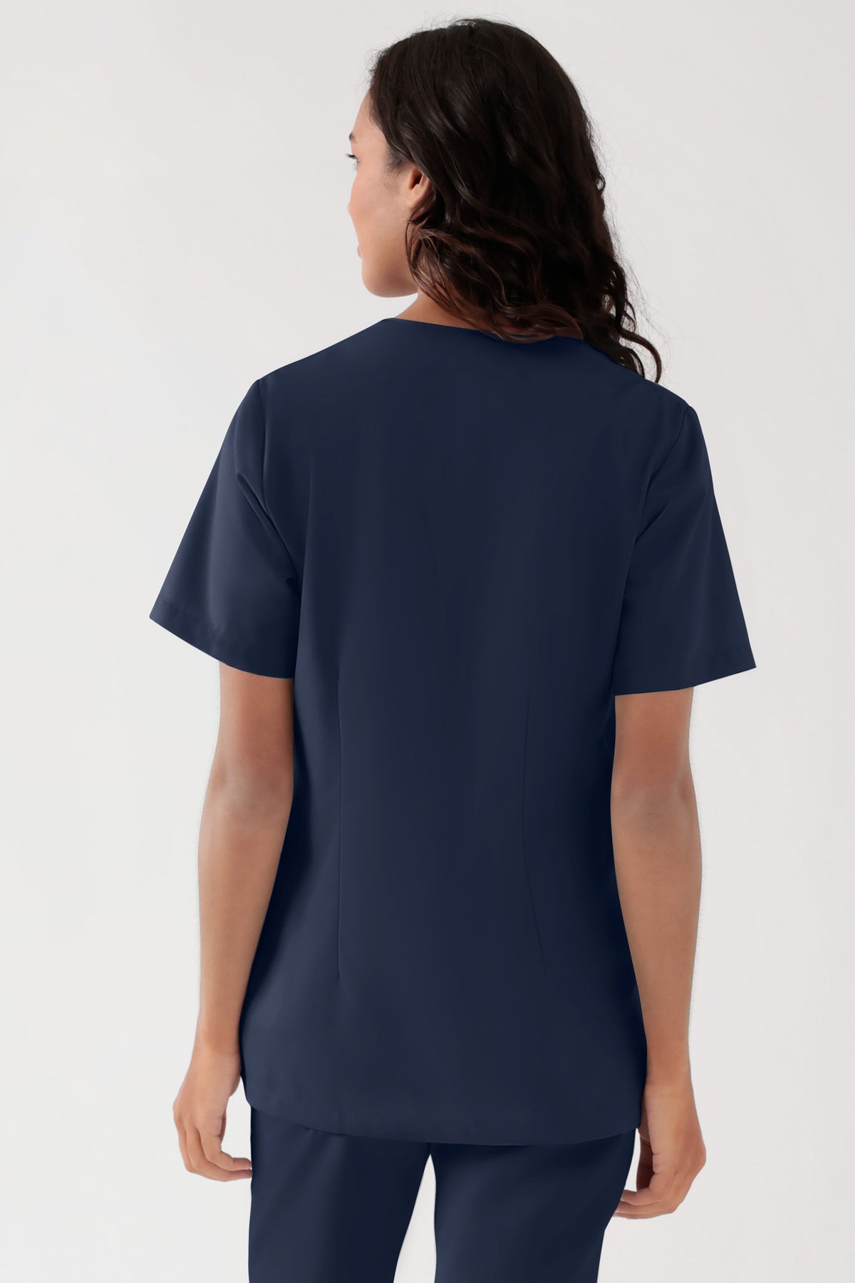 TENCEL™ Schlupfkasack Damen - V-Ausschnitt navy, Rückansicht