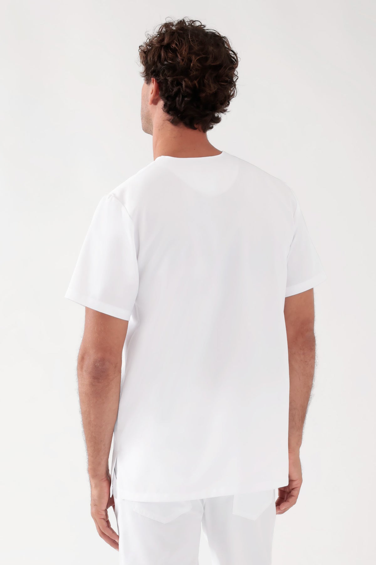 TENCEL™ Schlupfkasack Herren - V-Ausschnitt weiss, Rückansicht