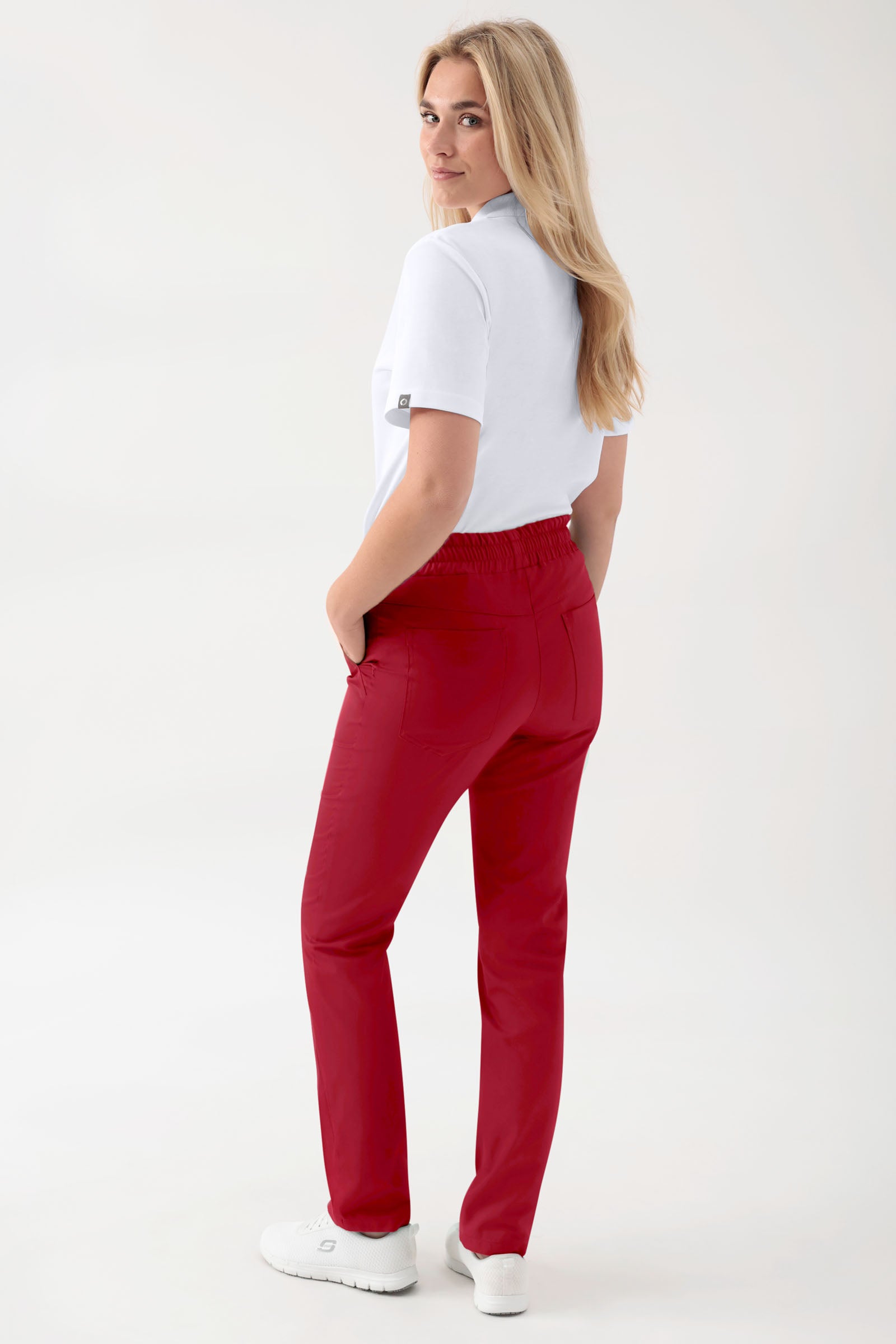 GREEN Stretch Hose Unisex - Rundumgummibund rot, Rückansicht
