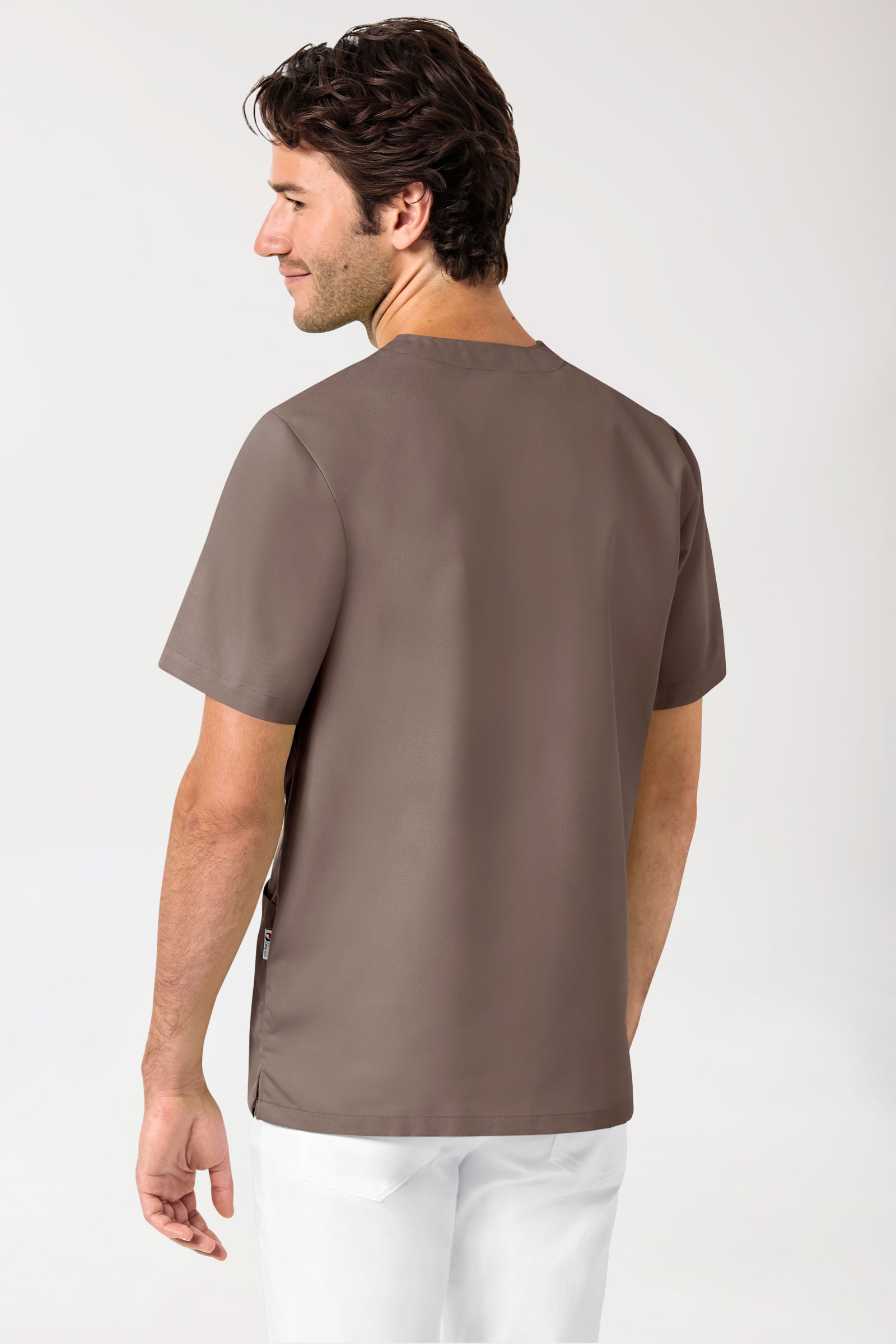 JUST STRONG Schlupfkasack Unisex - V-Ausschnitt deep taupe, Rückansicht