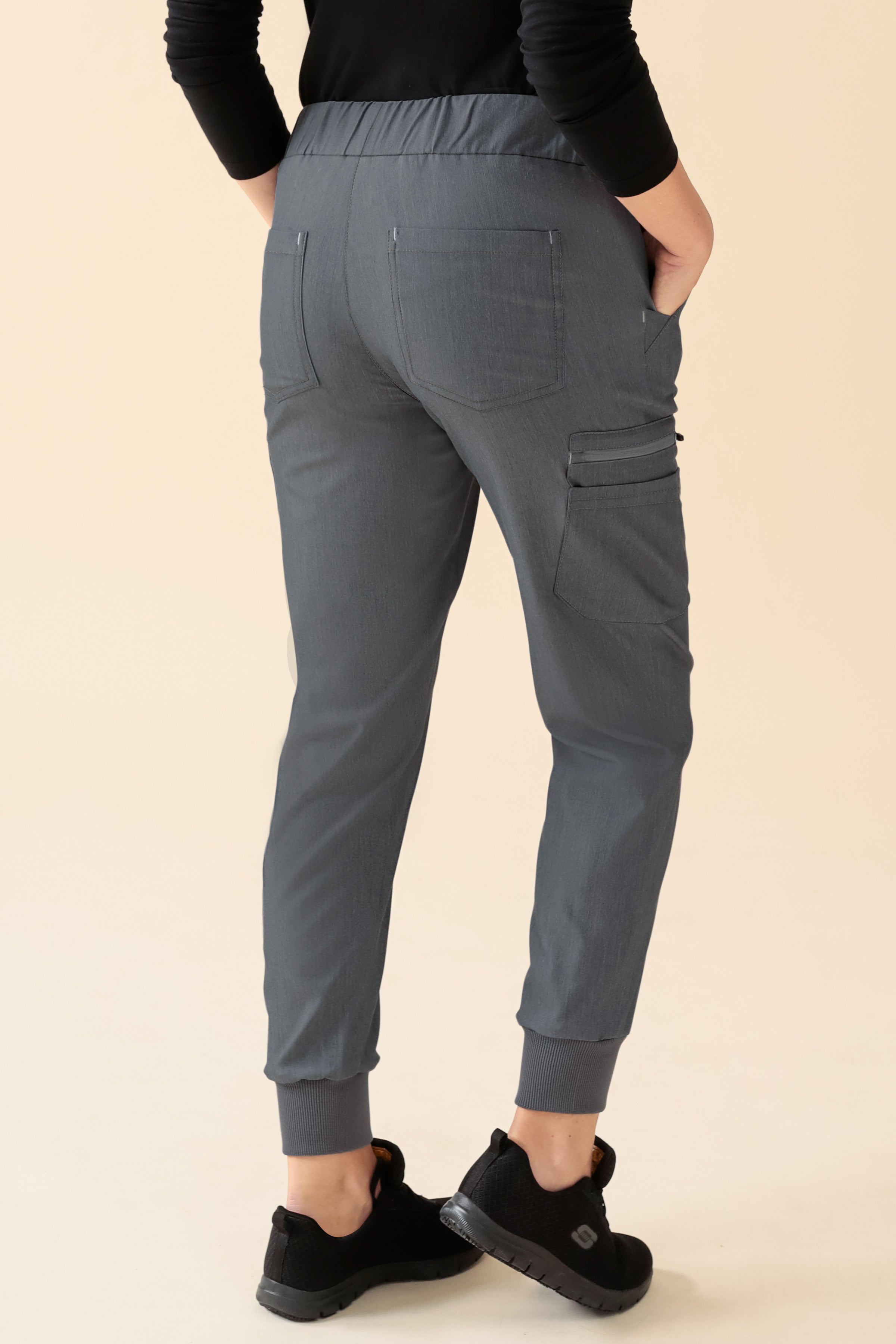 KAERE Hose Damen - Saumbündchen Kurzgr. mit Beintaschen grau melange, Vue de dos