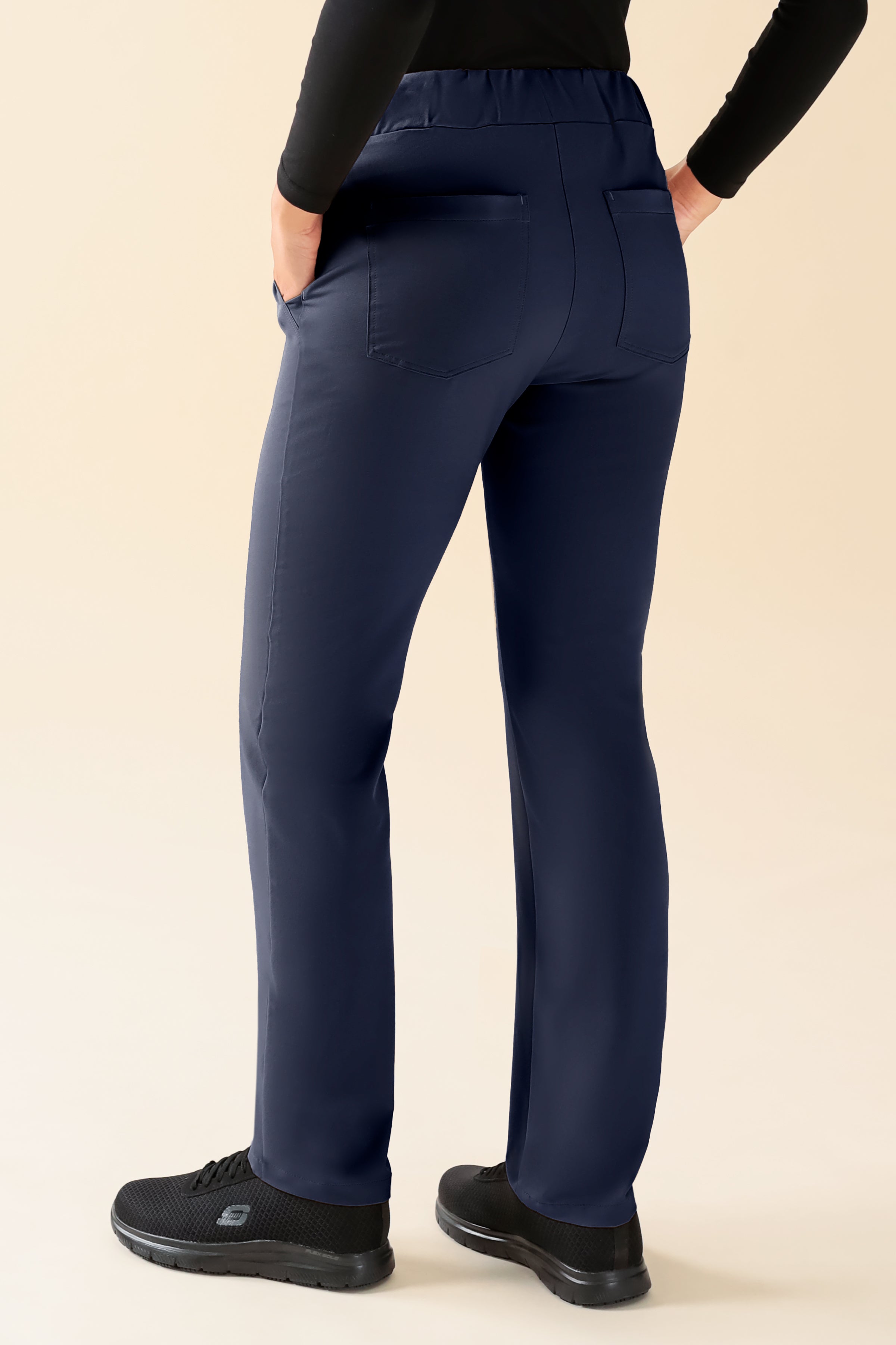 KAERE Hose Damen - gerader Saum ohne Beintaschen navy