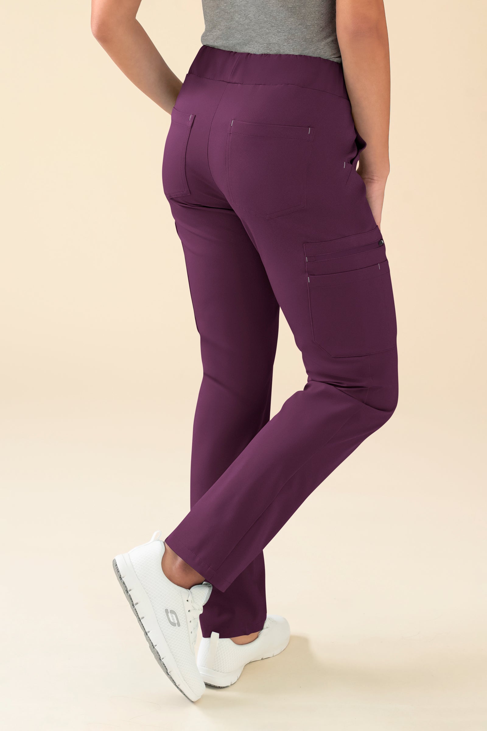 KAERE Hose Damen - gerader Saum mit Beintaschen pflaume