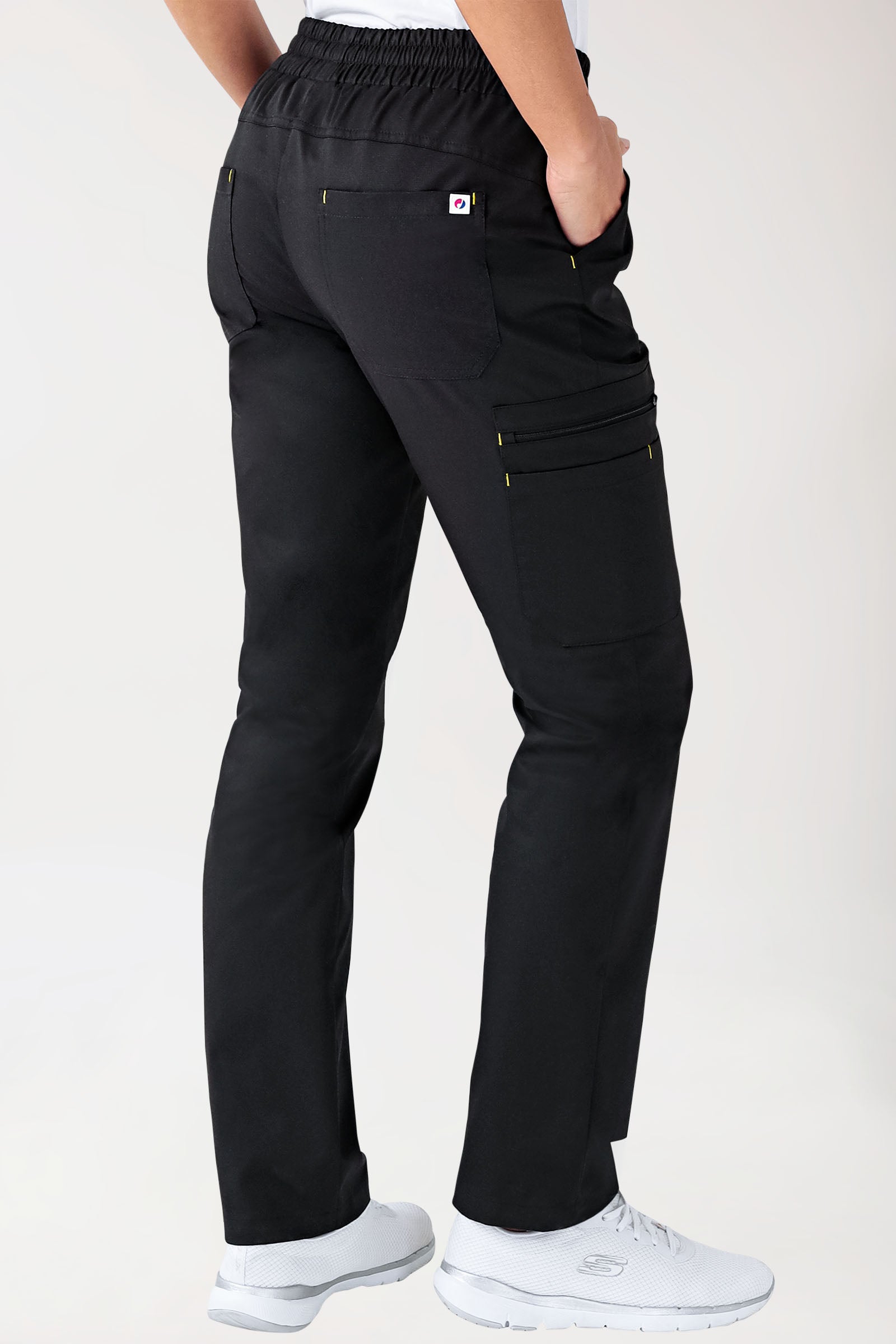 CLINIC STRETCH Hose Damen - gerader Saum schwarz/gelb