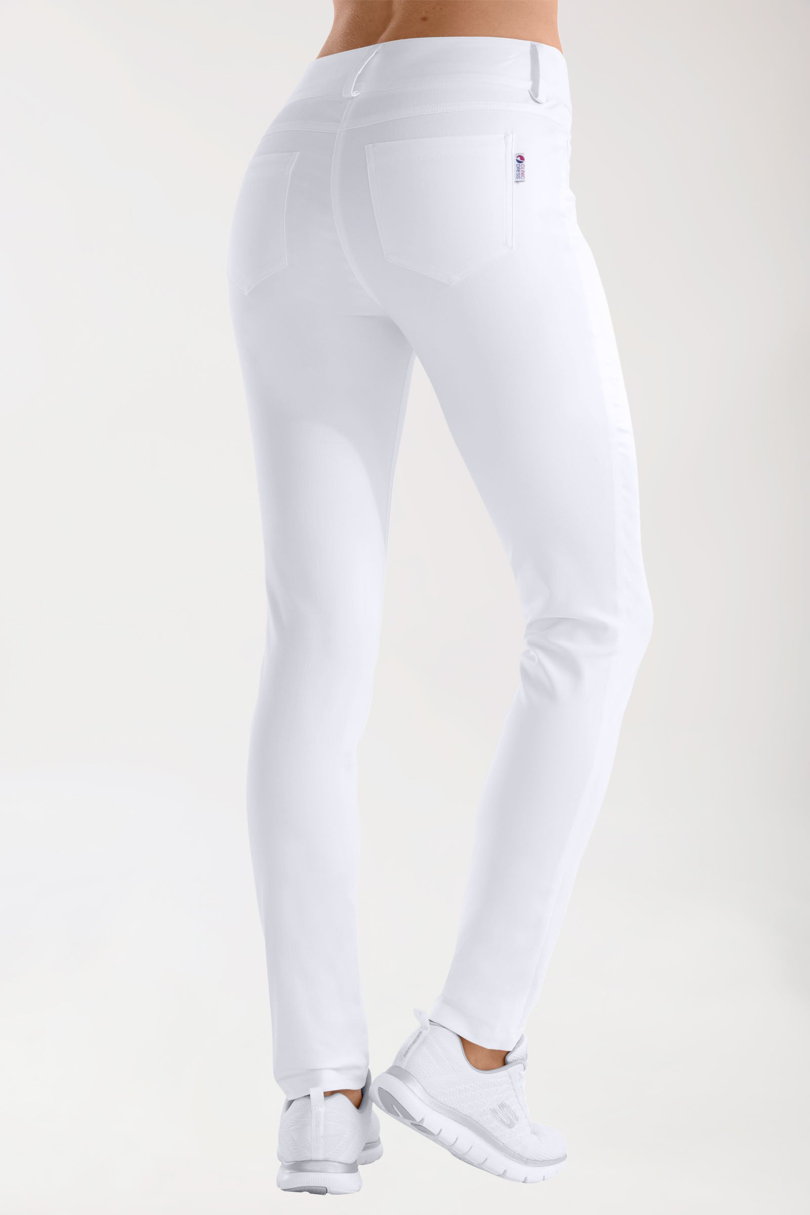 Comfort Stretch Hose Damen - 5-Pocket mit breitem Bund weiss