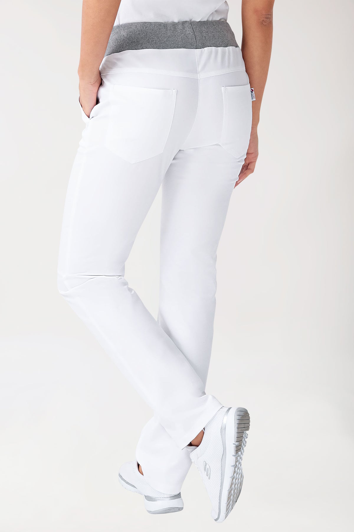 Stretch Hose Damen - Strickbund weiss/grau melange