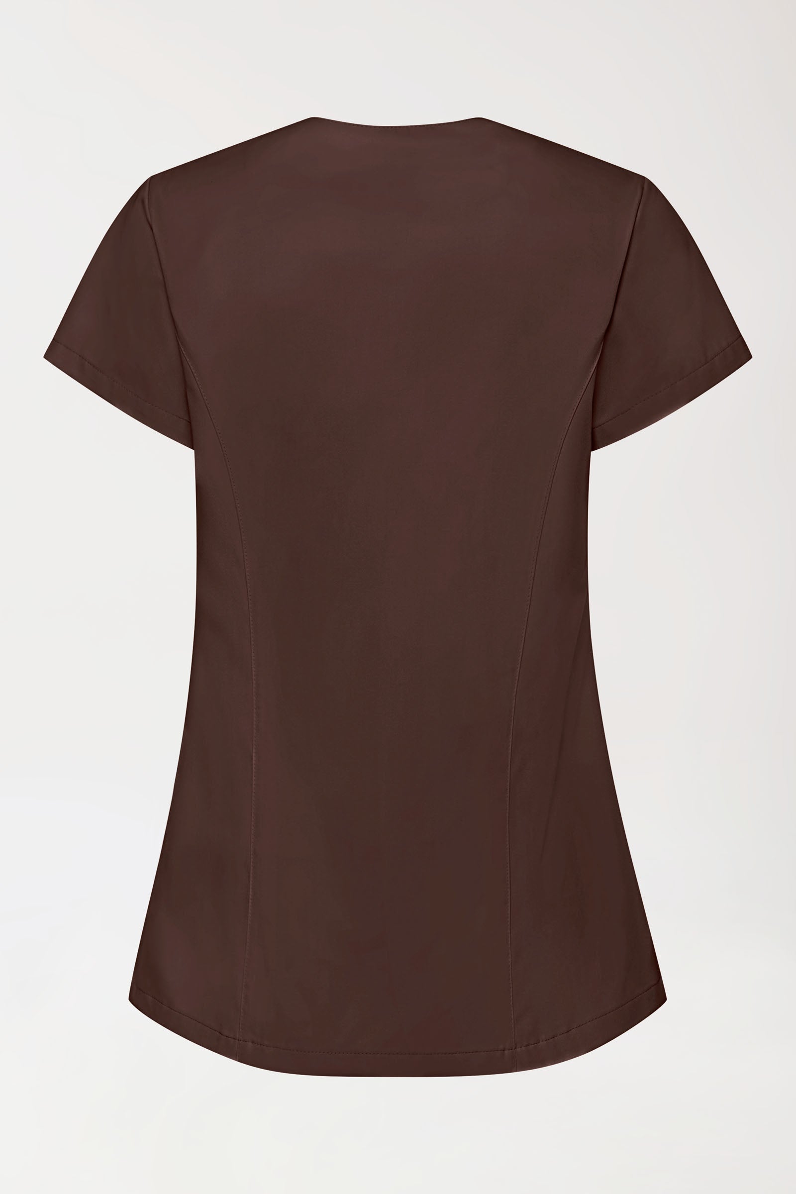 GREEN Stretch Kasack Damen - asymmetrische Druckknopfleiste coffee, Vue de dos