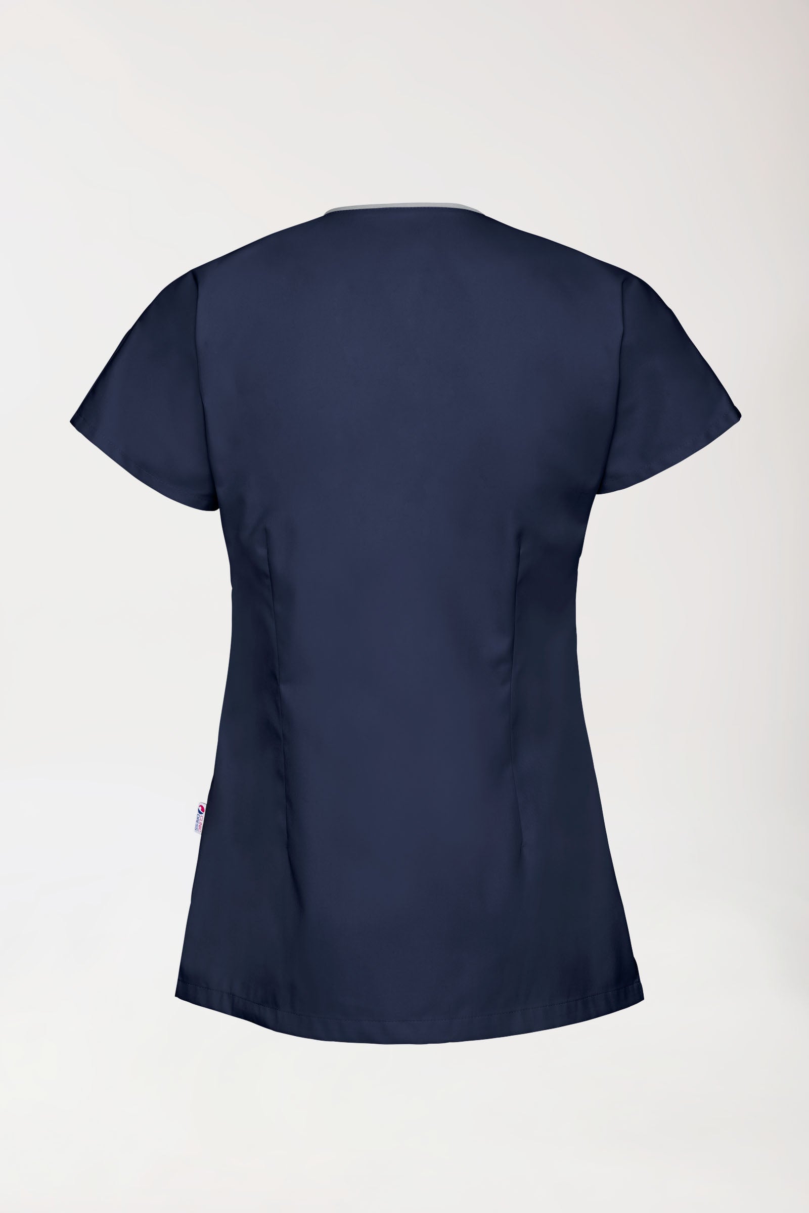 Beauty Kasack Damen - asymmetrische Druckknopfleiste navy/grau, Vue de dos