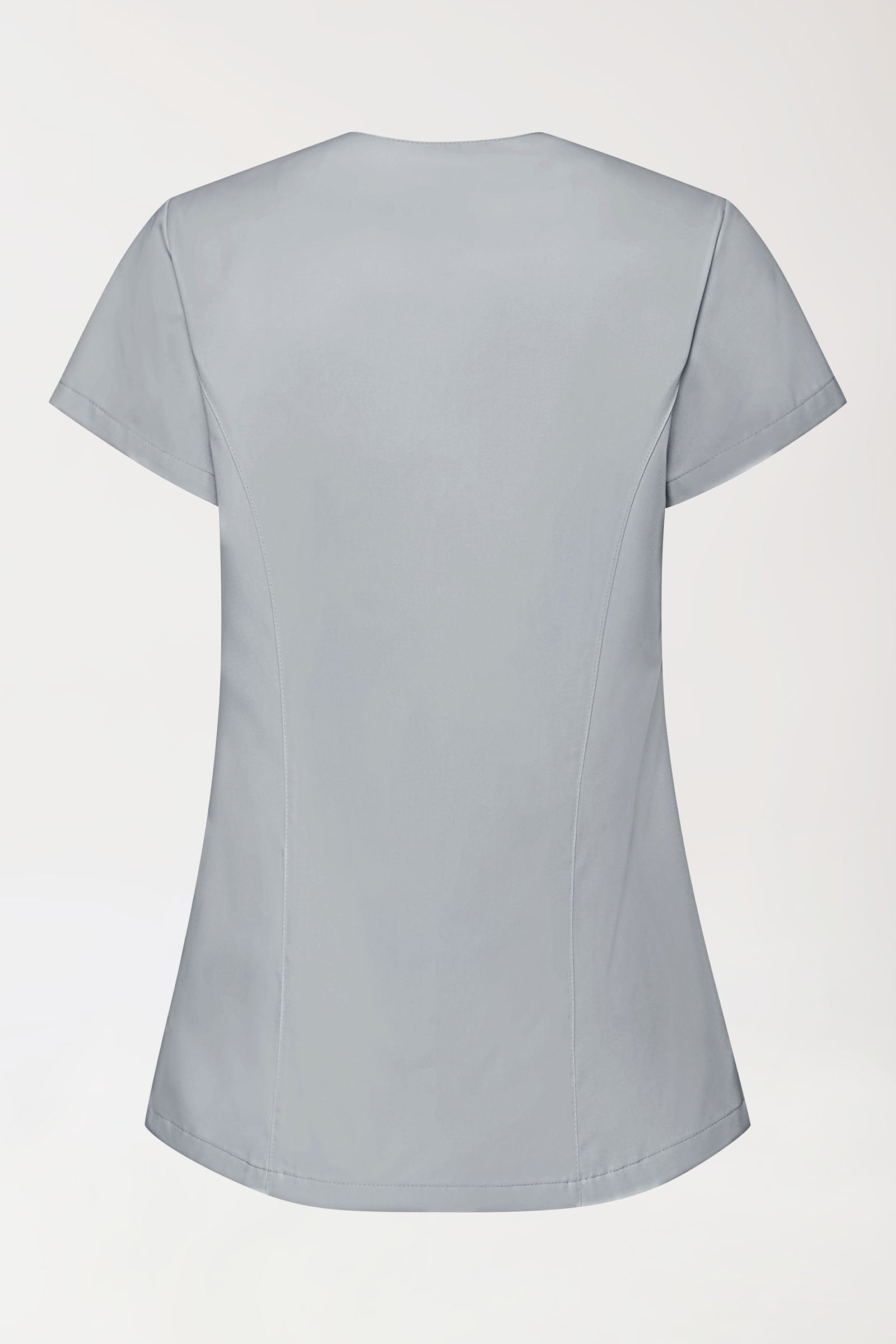 GREEN Stretch Kasack Damen - asymmetrische Druckknopfleiste perlgrau, Vue de dos