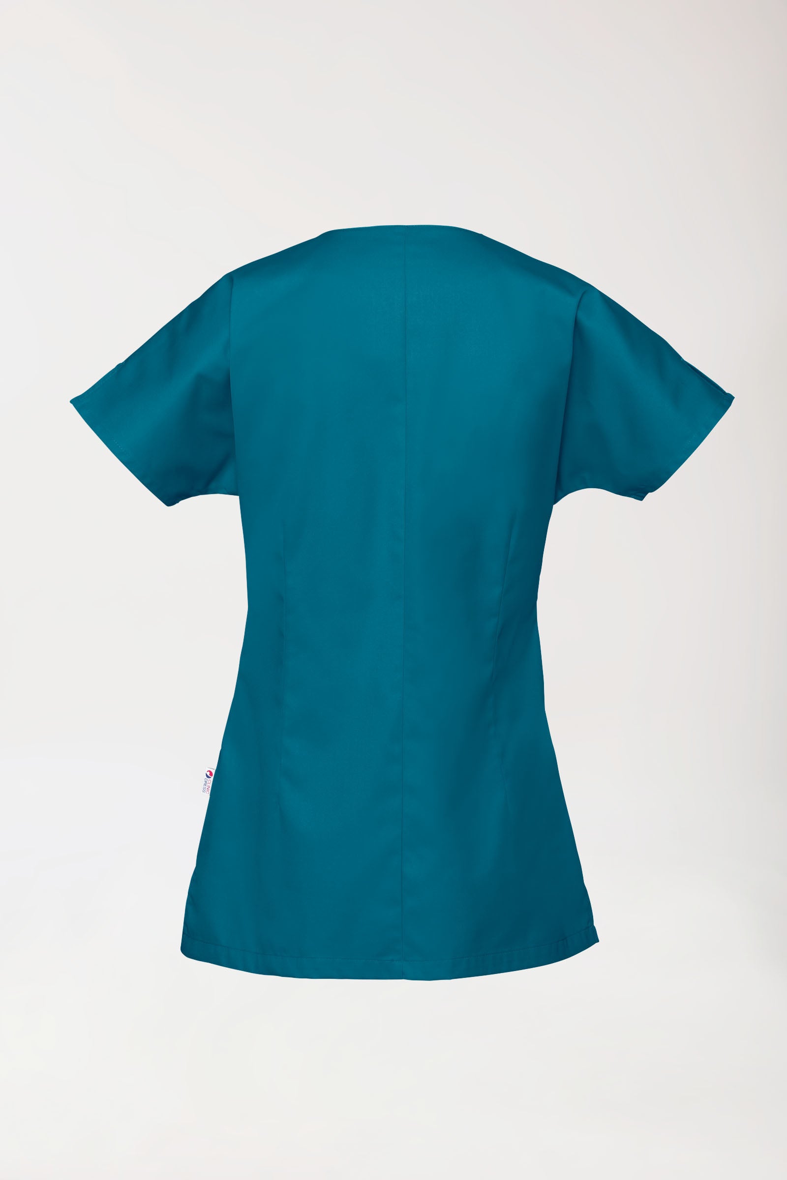 Beauty Kasack Damen - asymmetrische Druckknopfleiste petrol, Vue de dos