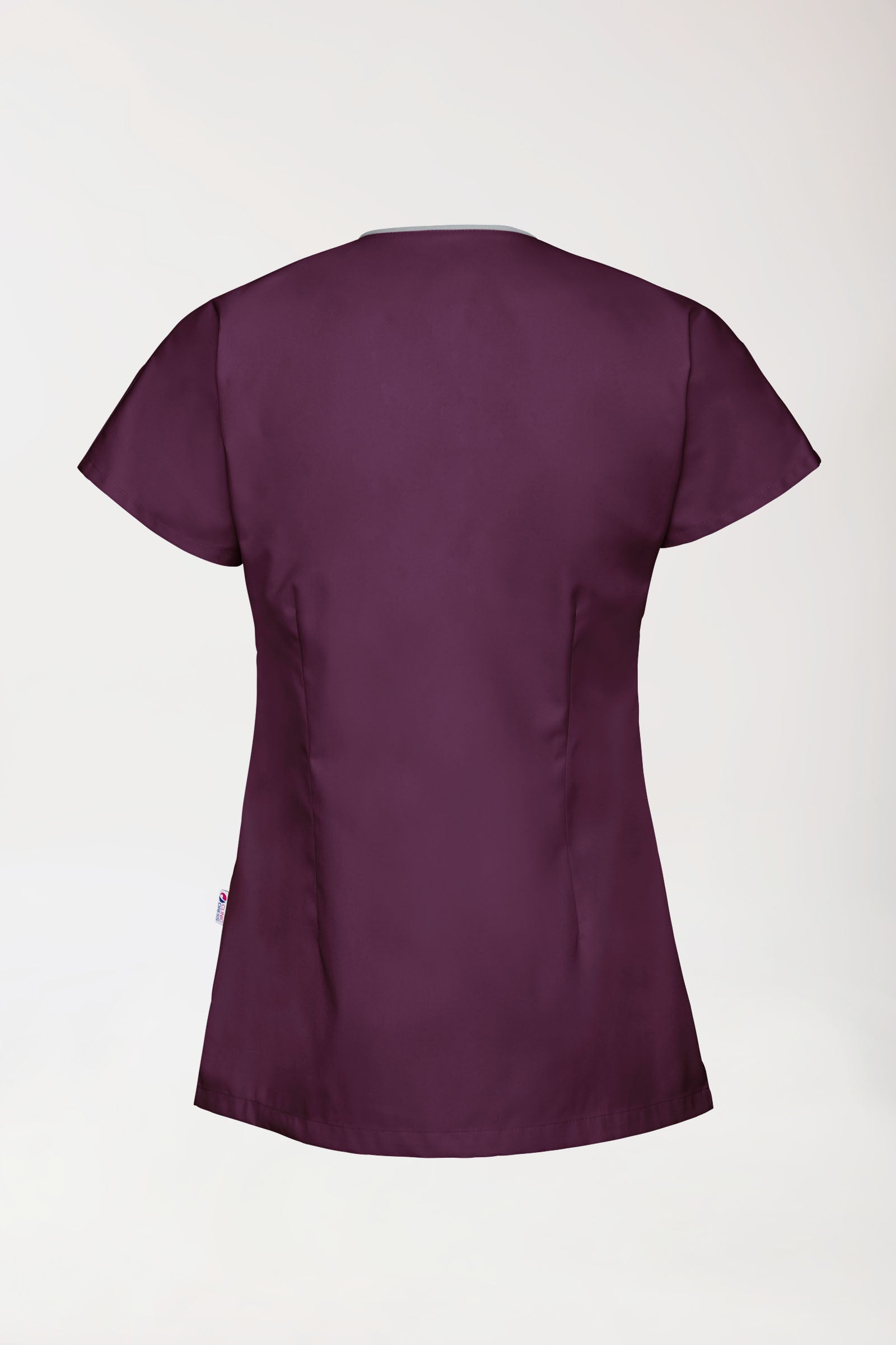 Beauty Kasack Damen - asymmetrische Druckknopfleiste pflaume/grau