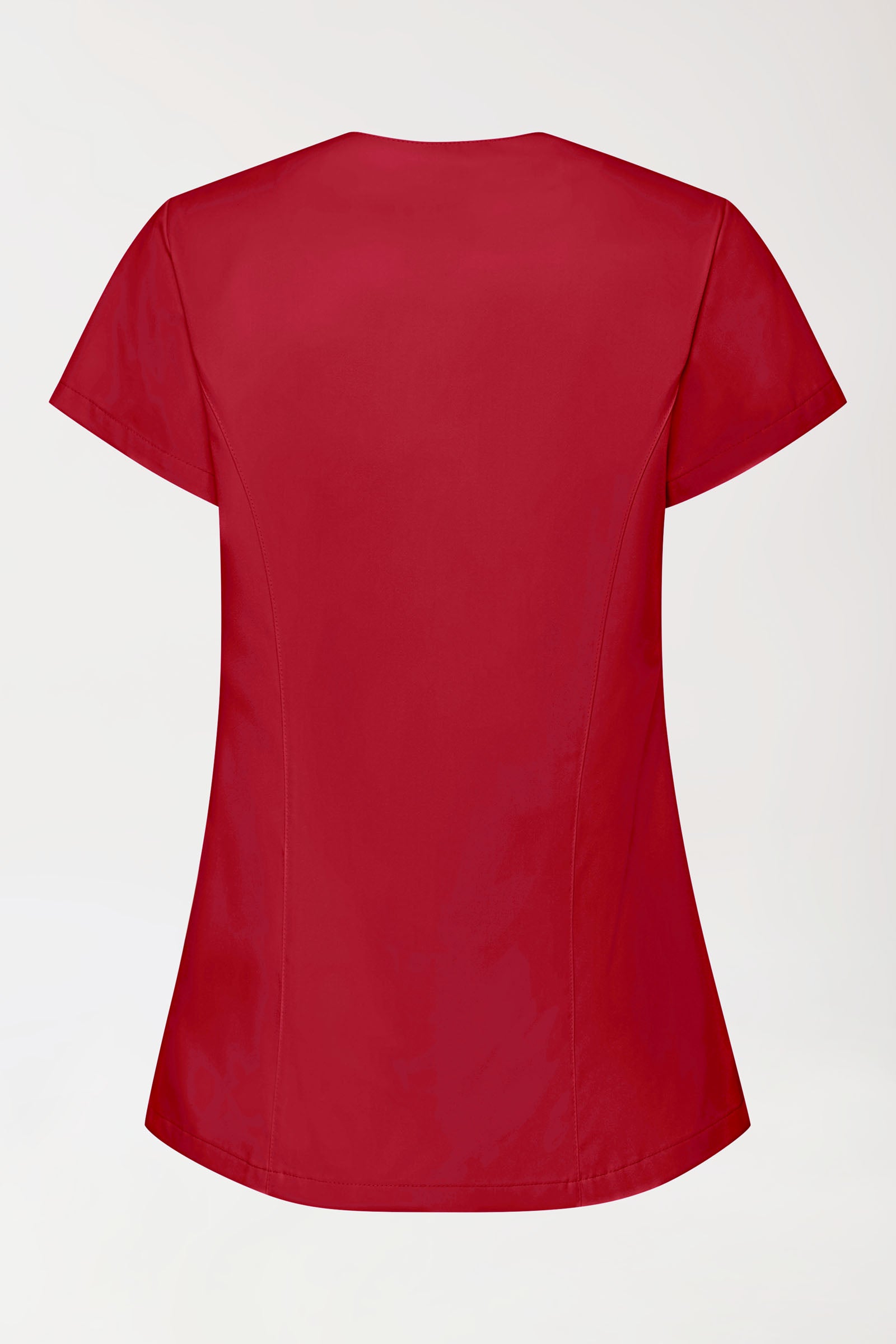 GREEN Stretch Kasack Damen - asymmetrische Druckknopfleiste rot, Vue de dos