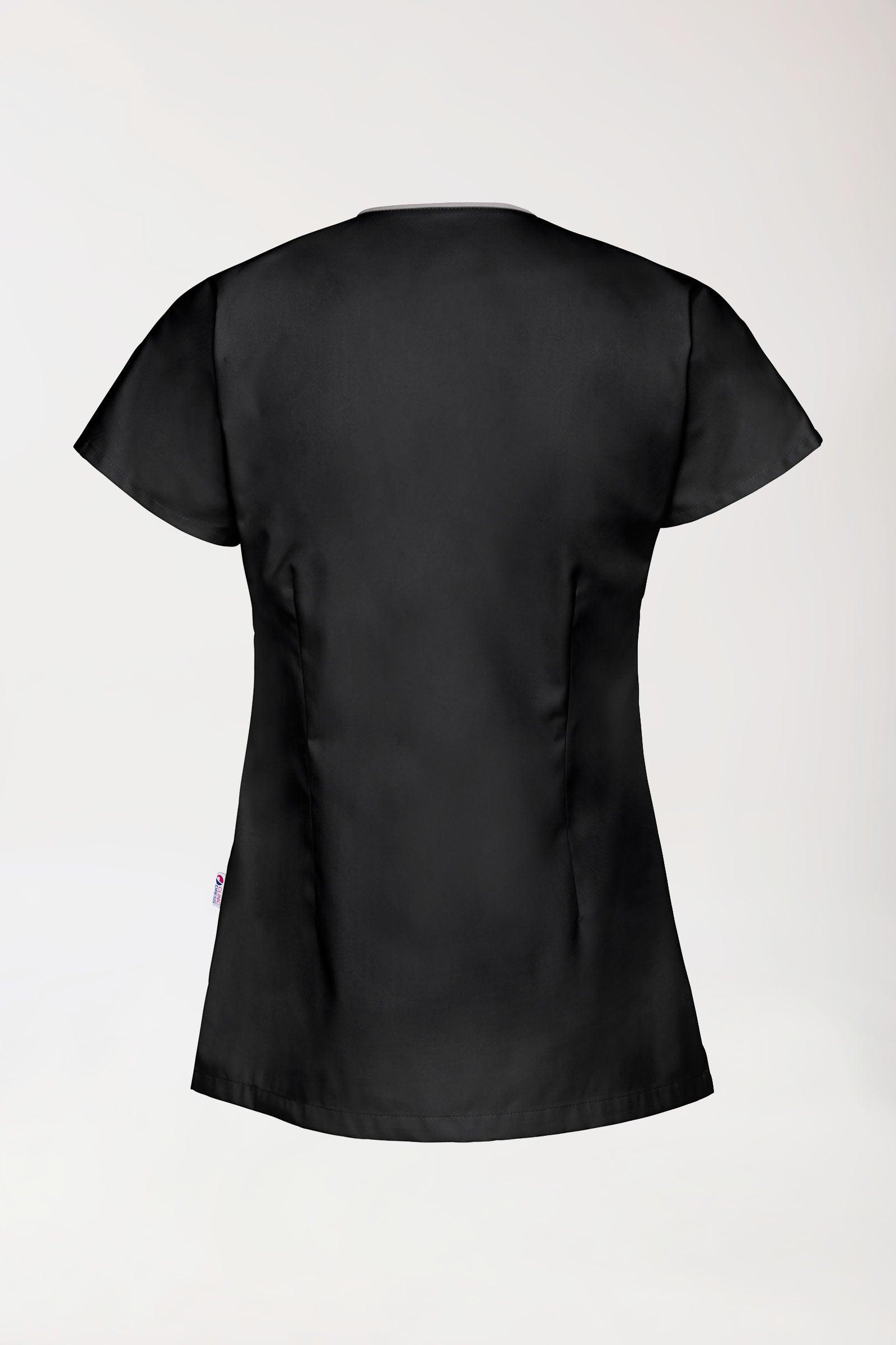 Beauty Kasack Damen - asymmetrische Druckknopfleiste schwarz/grau, Vue de dos