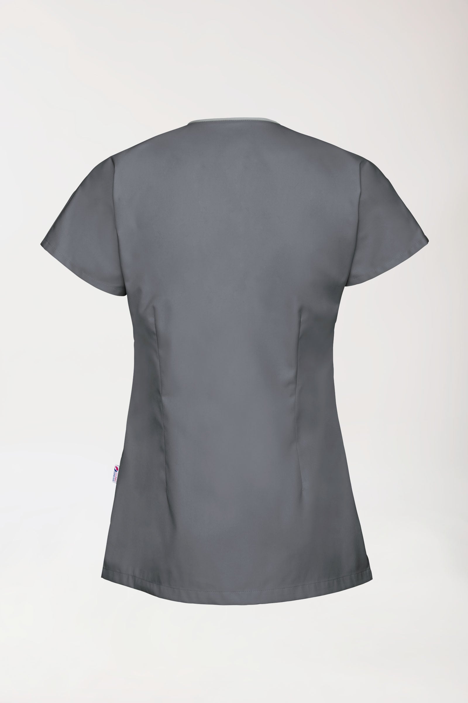 Beauty Kasack Damen - asymmetrische Druckknopfleiste steingrau/grau, Vue de dos