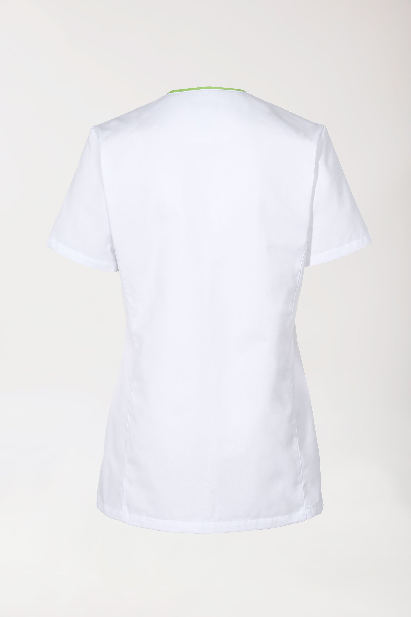 Beauty Kasack Damen - durchgeknöpft weiss/apfelgrün