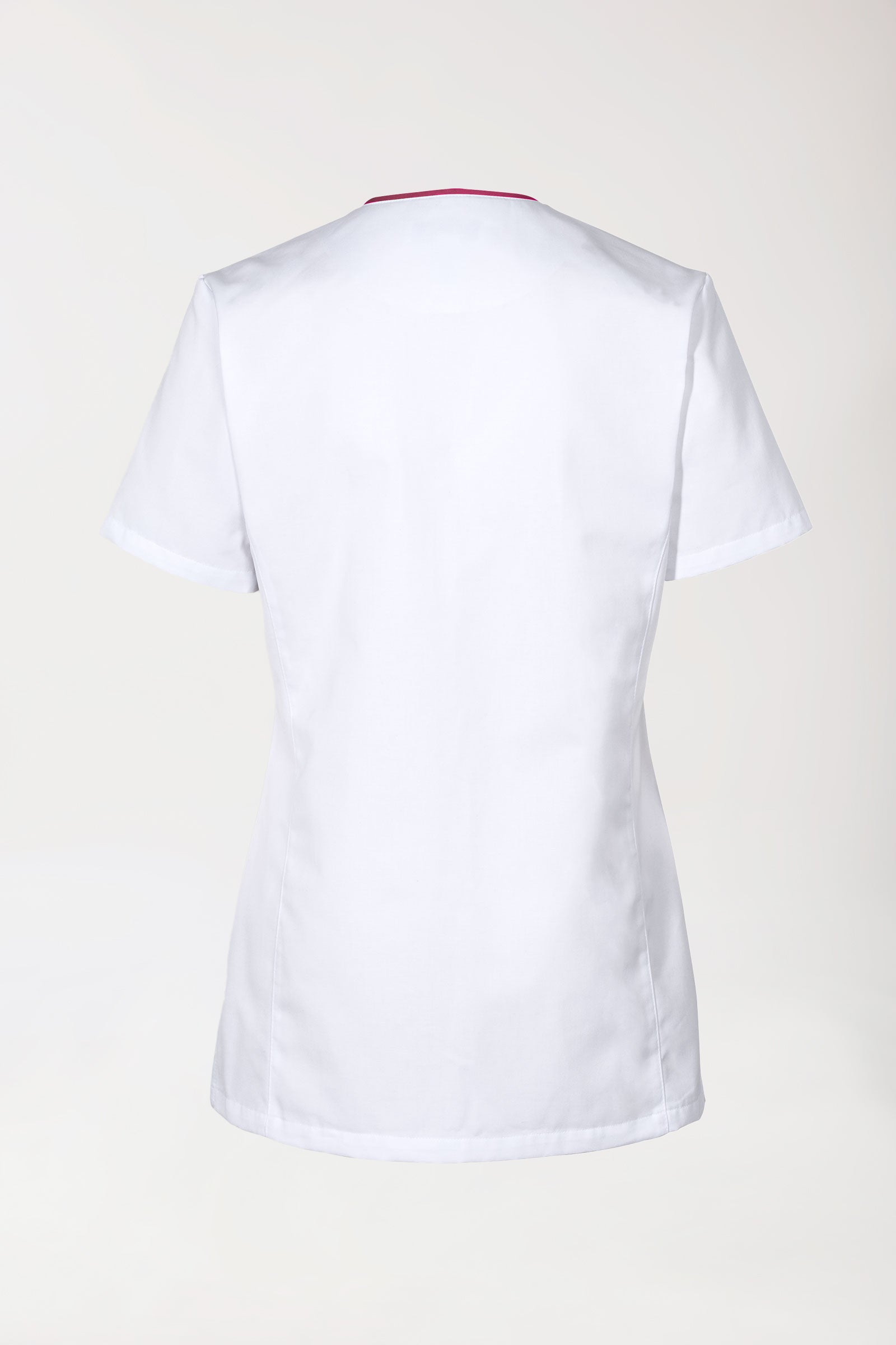 Beauty Kasack Damen - durchgeknöpft weiss/berry