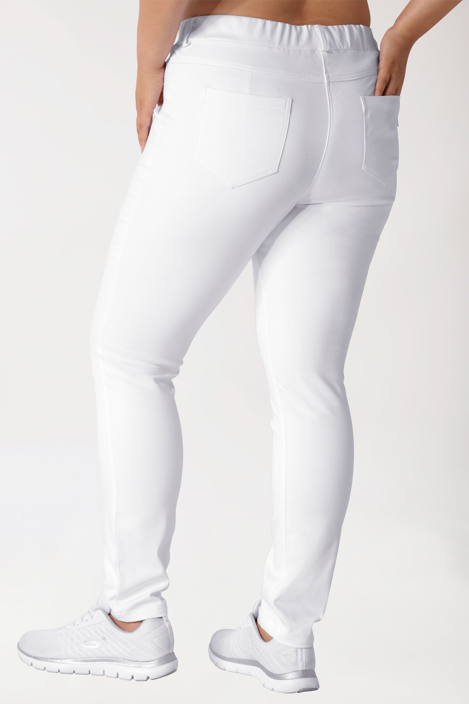 Curved Leggings COMFY FLEX - elastischer Rundumgummibund weiss, Rückansicht