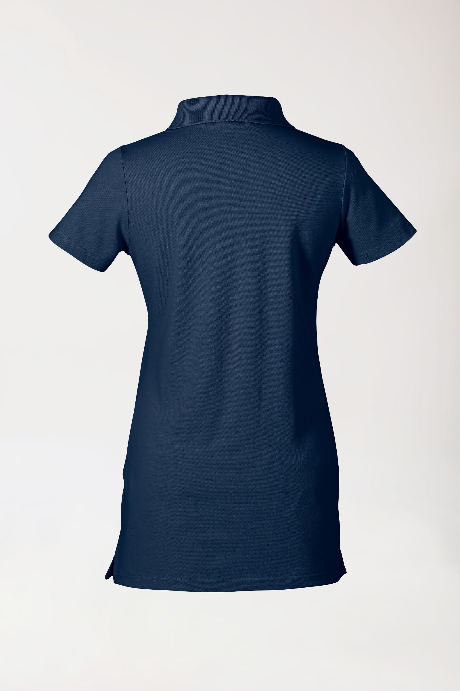 Stretch Longshirt Damen - Polokragen navy, Rückansicht