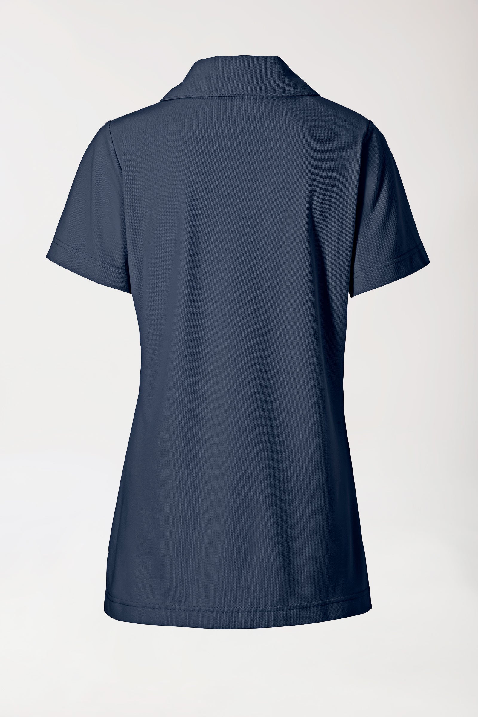 Piqué Longshirt Damen - mit Kragen navy