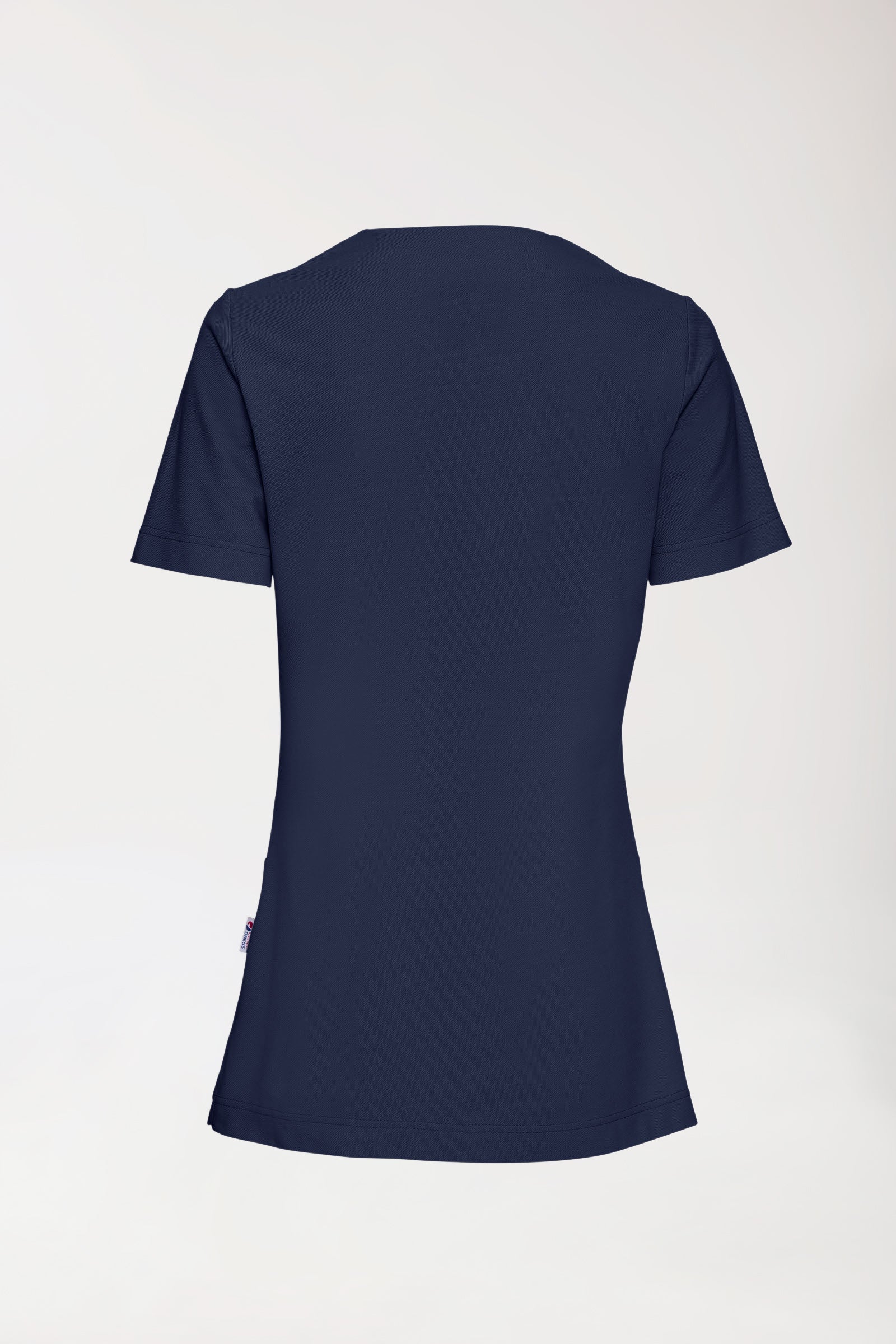 Piqué Longshirt Damen - V-Ausschnitt navy, Rückansicht