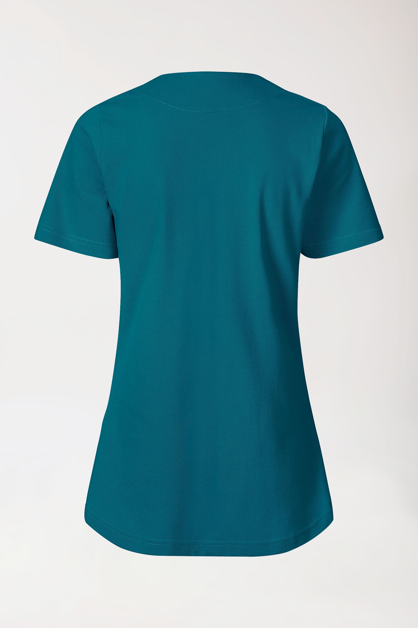 Piqué Longshirt Damen - diagonaler Ausschnitt petrol, Vue de dos