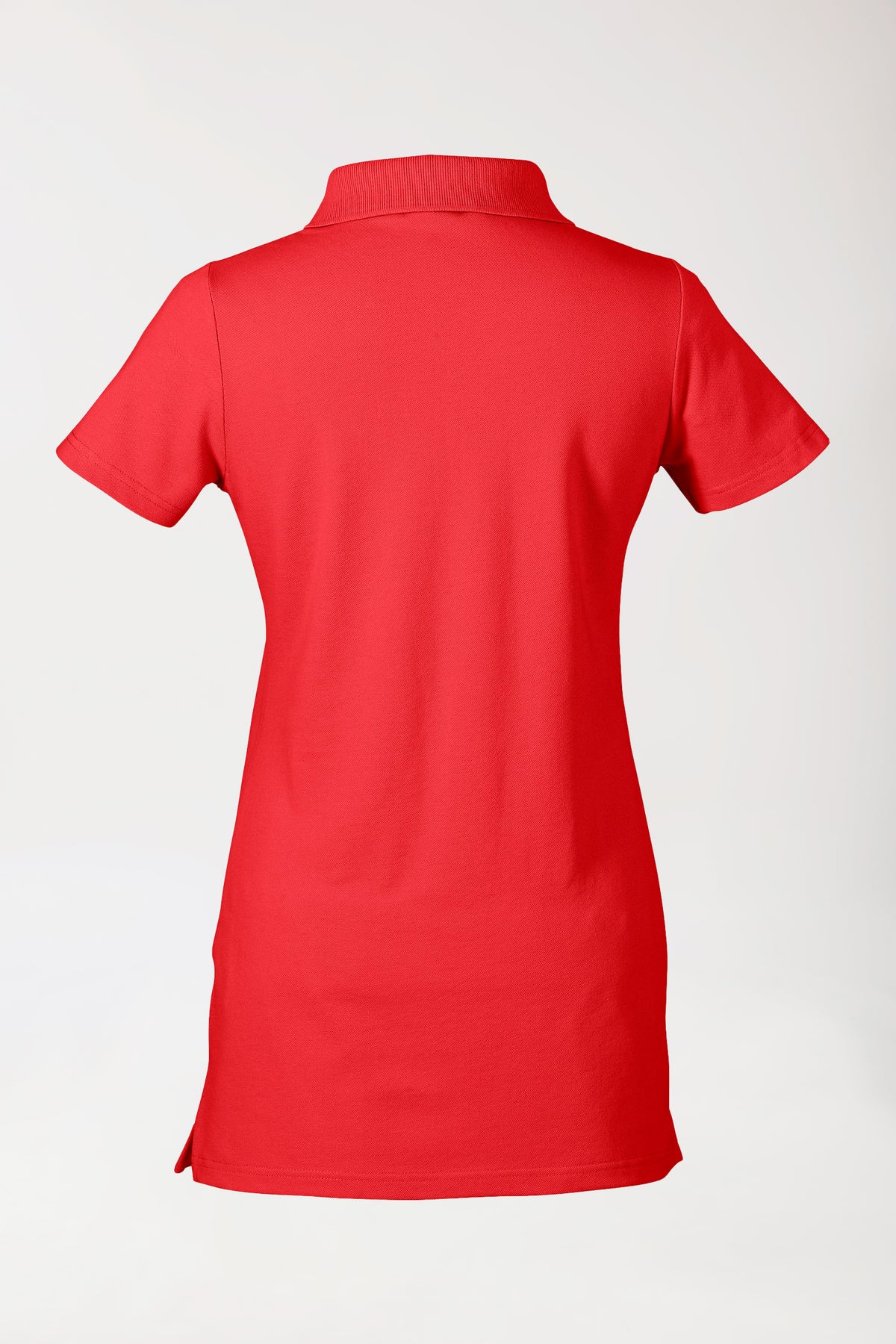 Stretch Longshirt Damen - Polokragen rot